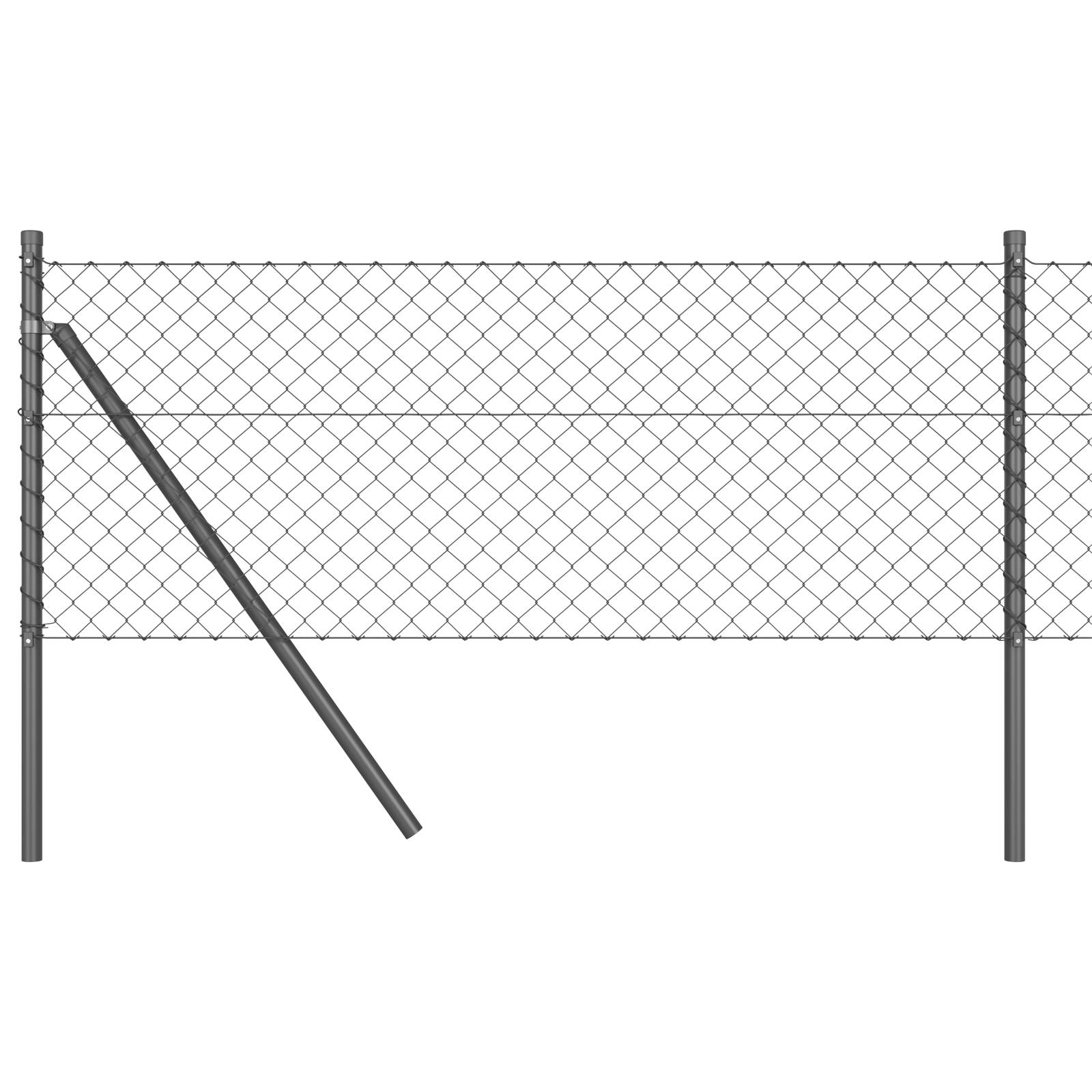 vidaXL Kettenzaun mit 7 Pfosten 0.8x10 m Galvanisierter Stahl Grau