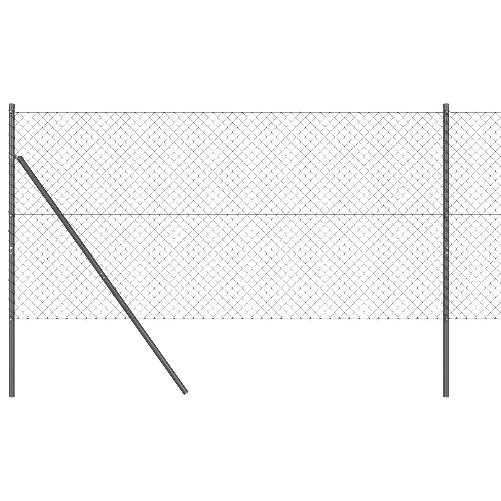 vidaXL Kettenzaun mit 13 Pfosten 1x25 m verzinkter Stahl Grau