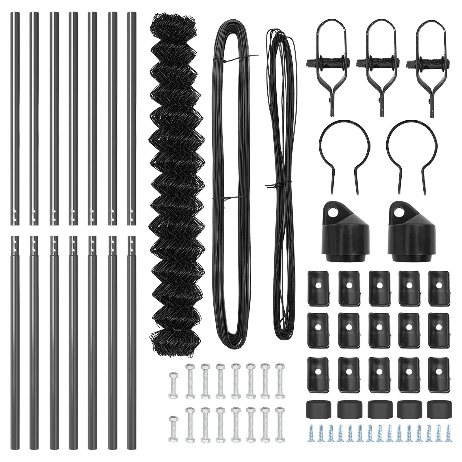 vidaXL Kettengliedzaun mit 7 Pfosten 1,6x10 m verzinkter Stahl Grau