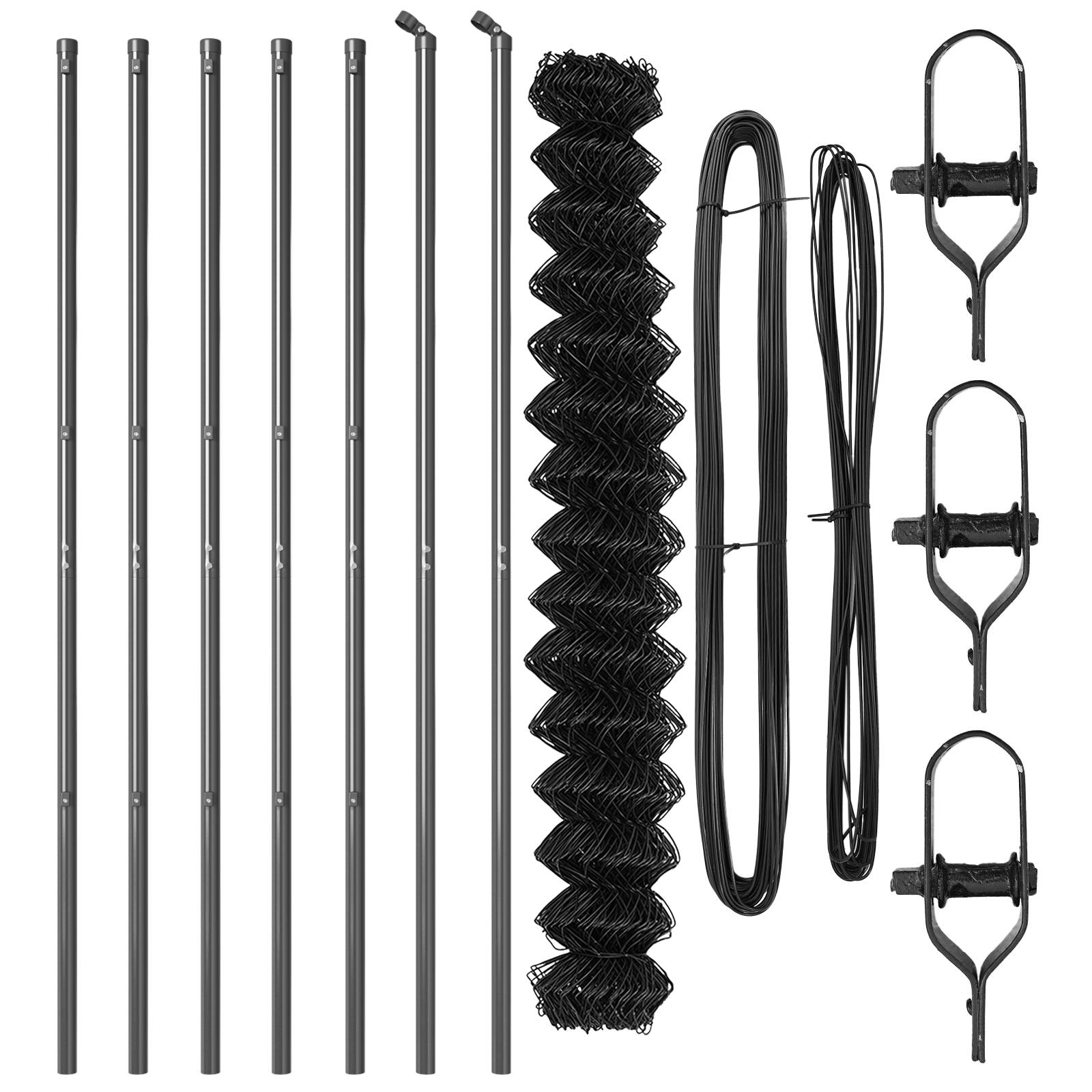 vidaXL Kettengliedzaun mit 7 Pfosten 1,6x10 m verzinkter Stahl Grau