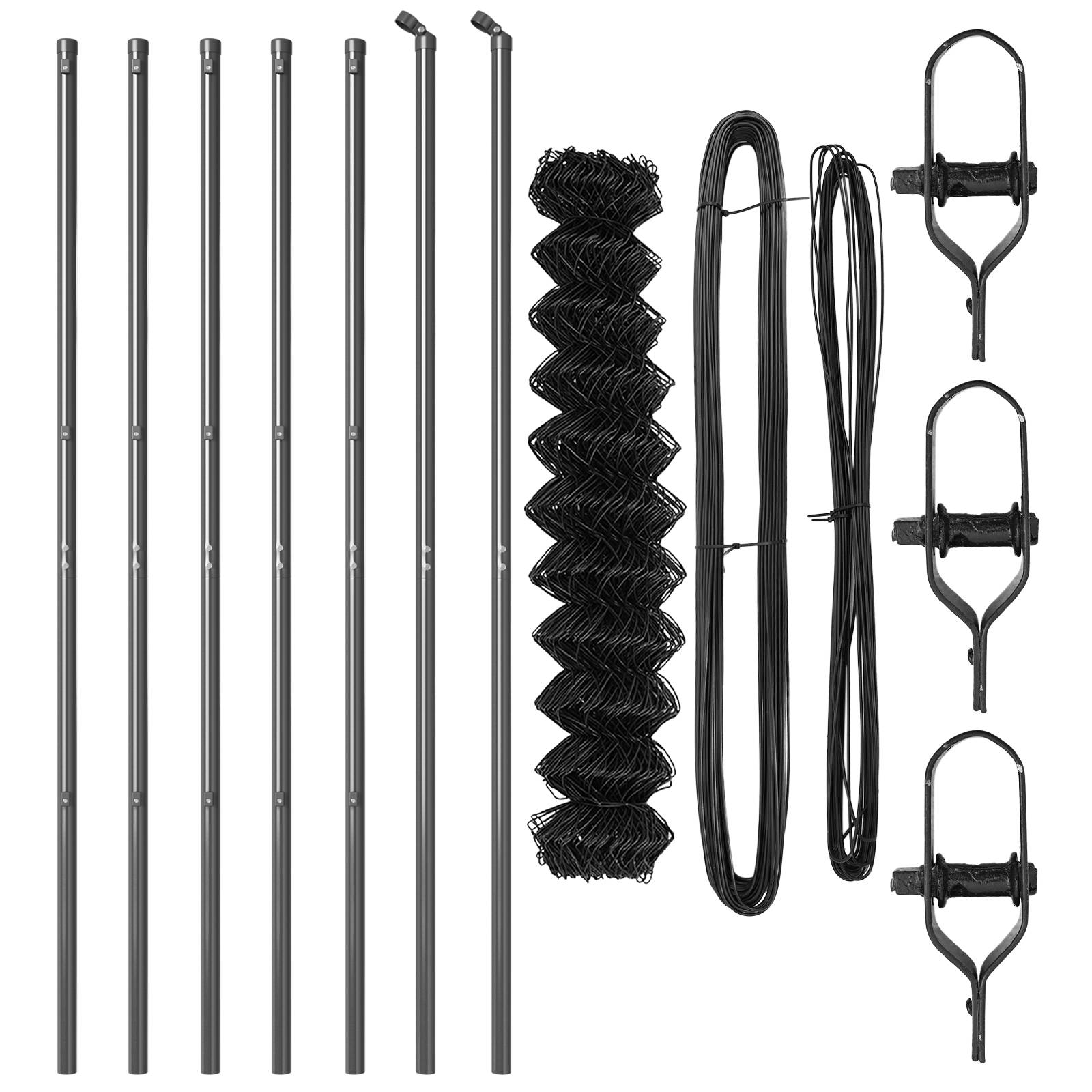 vidaXL Kettenzaun mit 7 Pfosten 1,2x10 m Verzinkter Stahl Grau