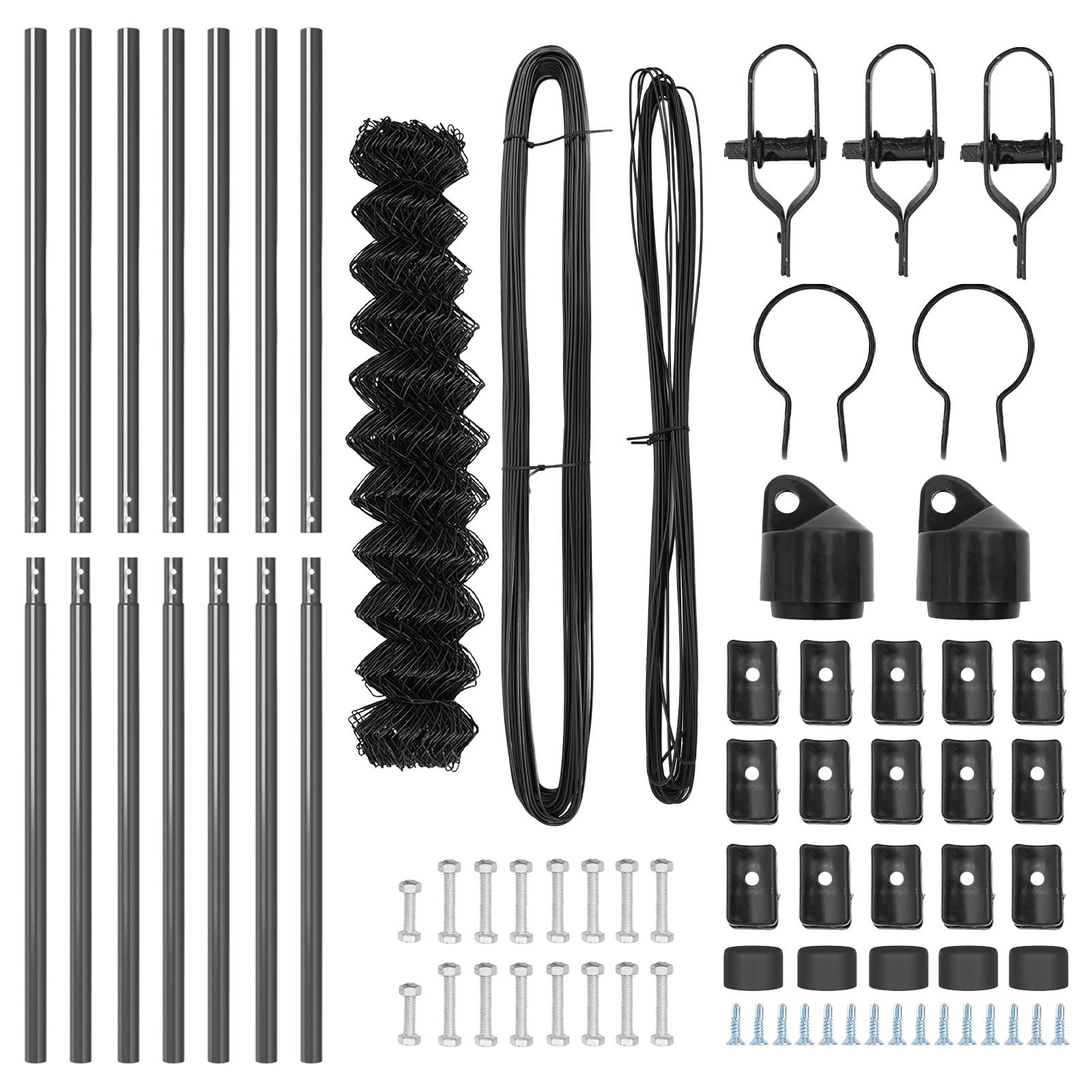 vidaXL Kettenzaun mit 7 Pfosten 1,2x10 m Verzinkter Stahl Grau