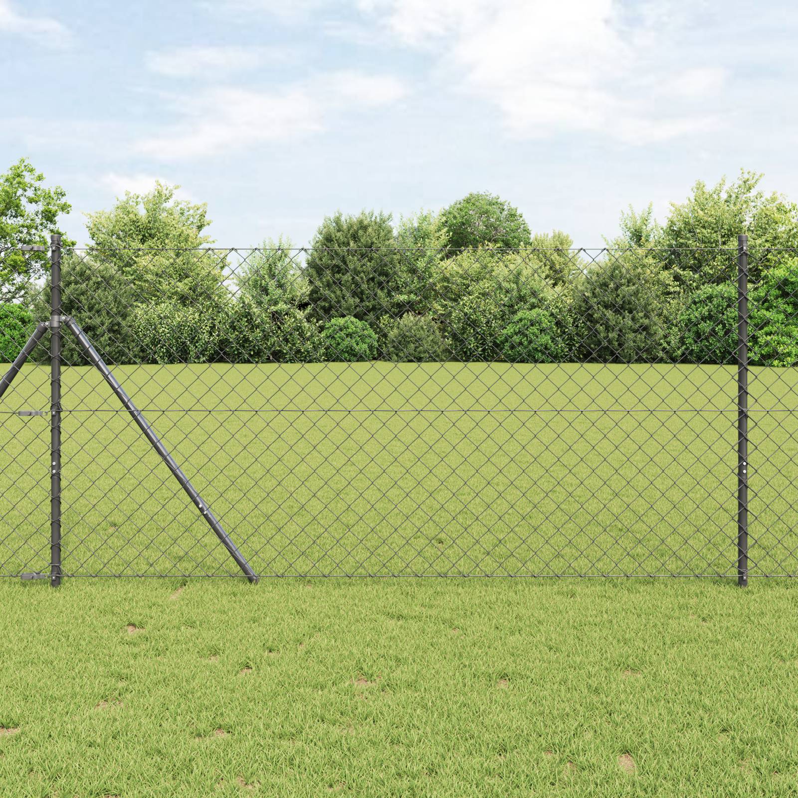 vidaXL Kettengitterzaun Set mit 2 Grau Stahl 25 x 1 m Langlebig