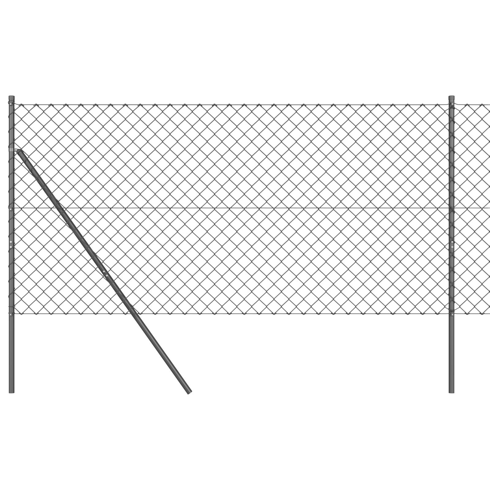 vidaXL Kettenzaun mit 13 Pfosten 1,2x25 m verzinkter Stahl grau