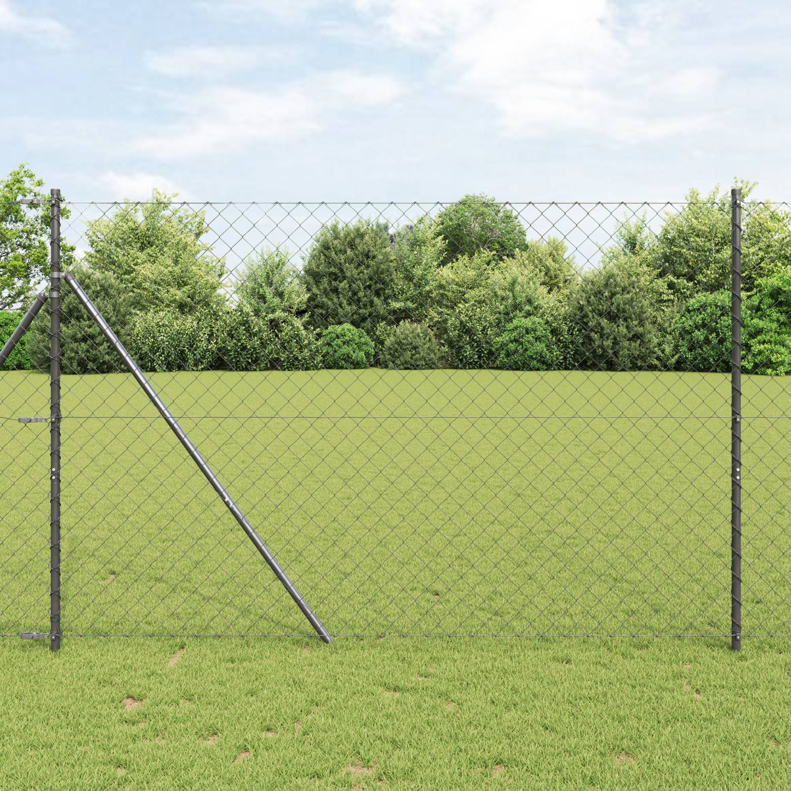 vidaXL Kettenzaun Set aus 2 Grau Stahl 25 x 1,5 m Langlebig