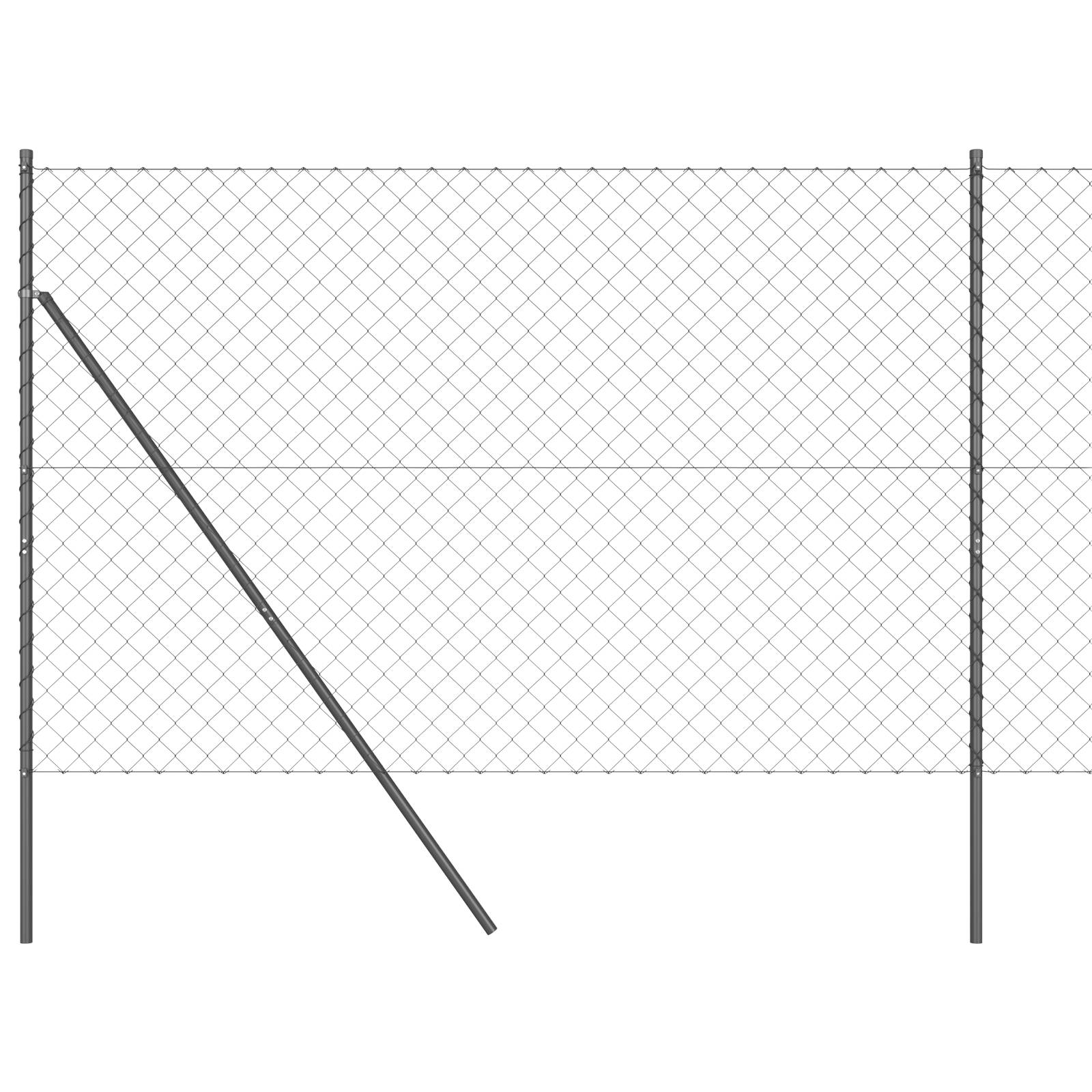 vidaXL Kettenzaun Set aus 2 Grau Stahl 25 x 1,5 m Langlebig