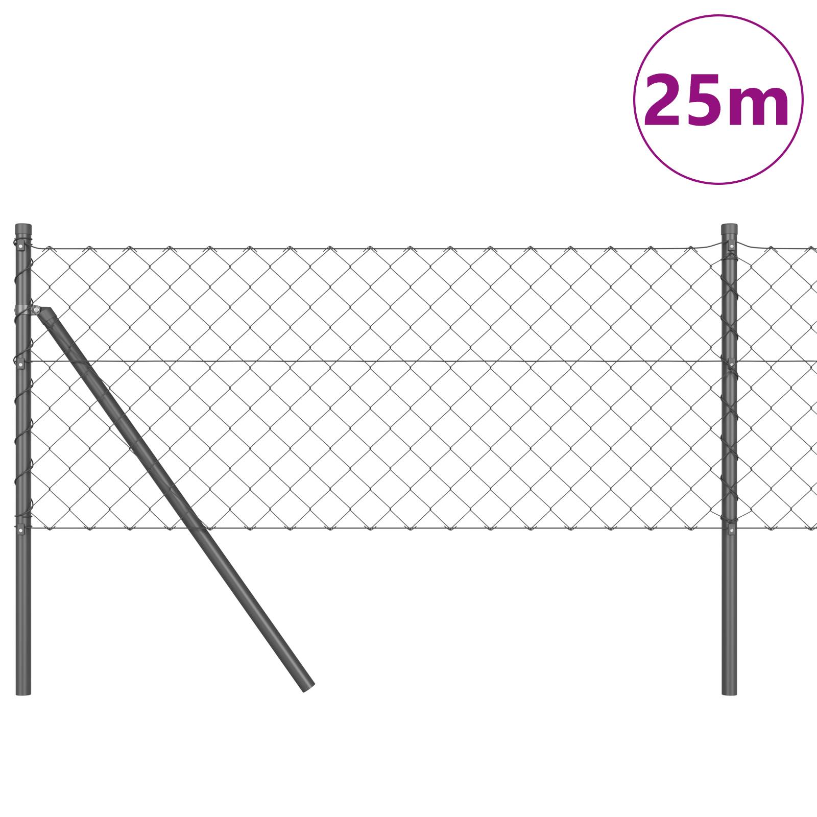 vidaXL Kettengliedzaun Grau Set von 2 Grau Pulverbeschichteter Stahl