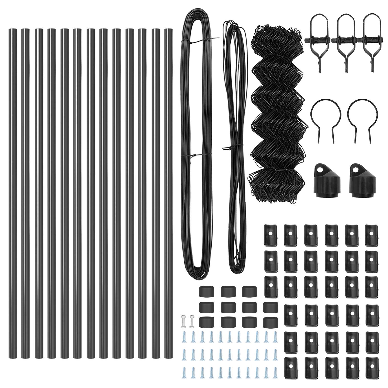 vidaXL Kettenzaun mit 13 Pfosten 0.4x25 m verzinkter Stahl grau
