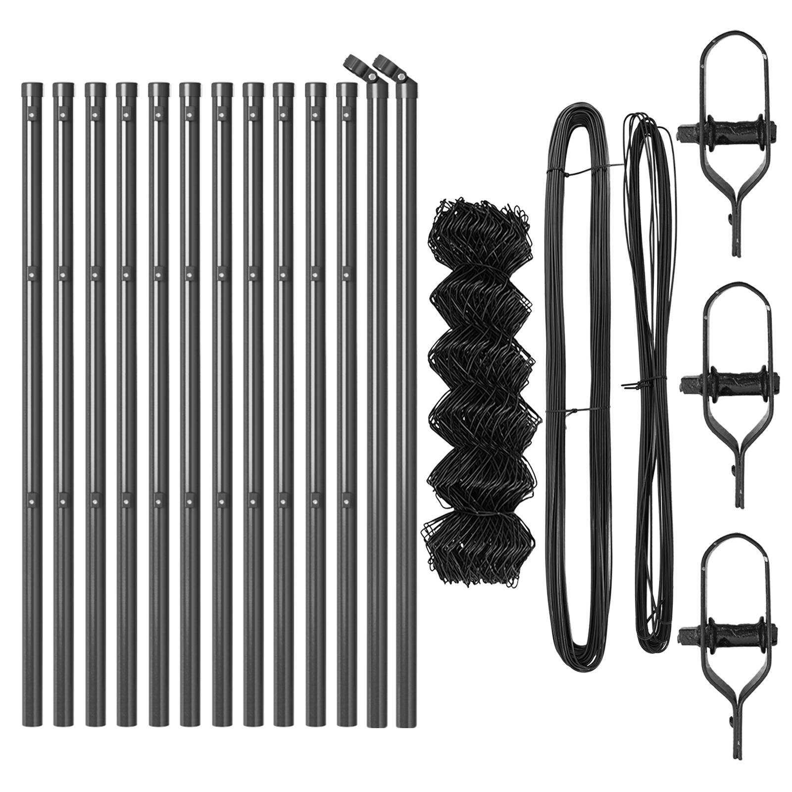 vidaXL Kettenzaun mit 13 Pfosten 0.4x25 m verzinkter Stahl grau