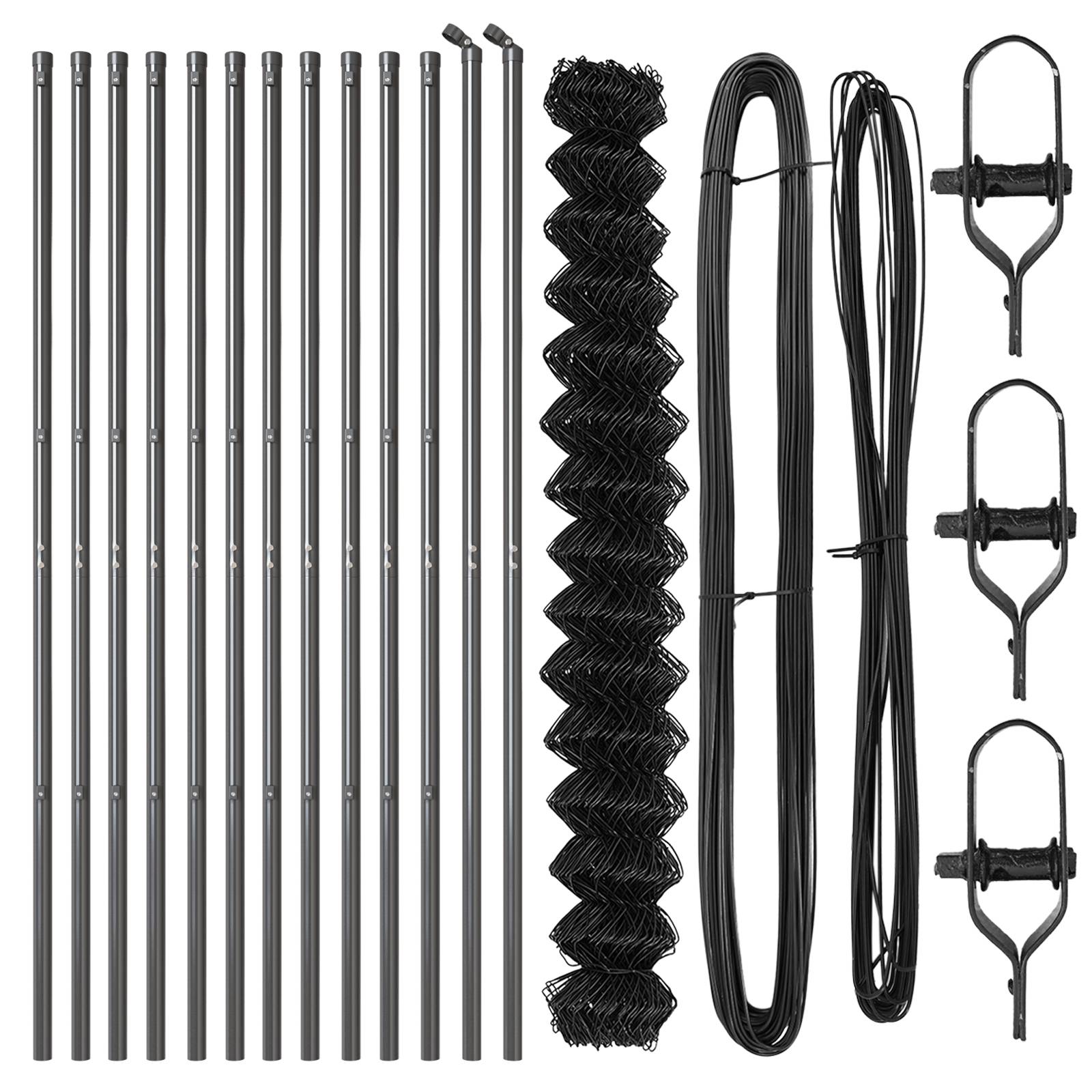 vidaXL Kettengliedzaun mit 13 Pfosten 1,6x25 m verzinkter Stahl grau