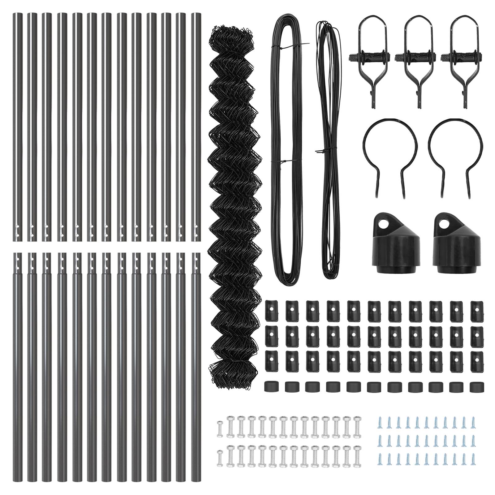 vidaXL Kettengliedzaun mit 13 Pfosten 1,6x25 m verzinkter Stahl grau