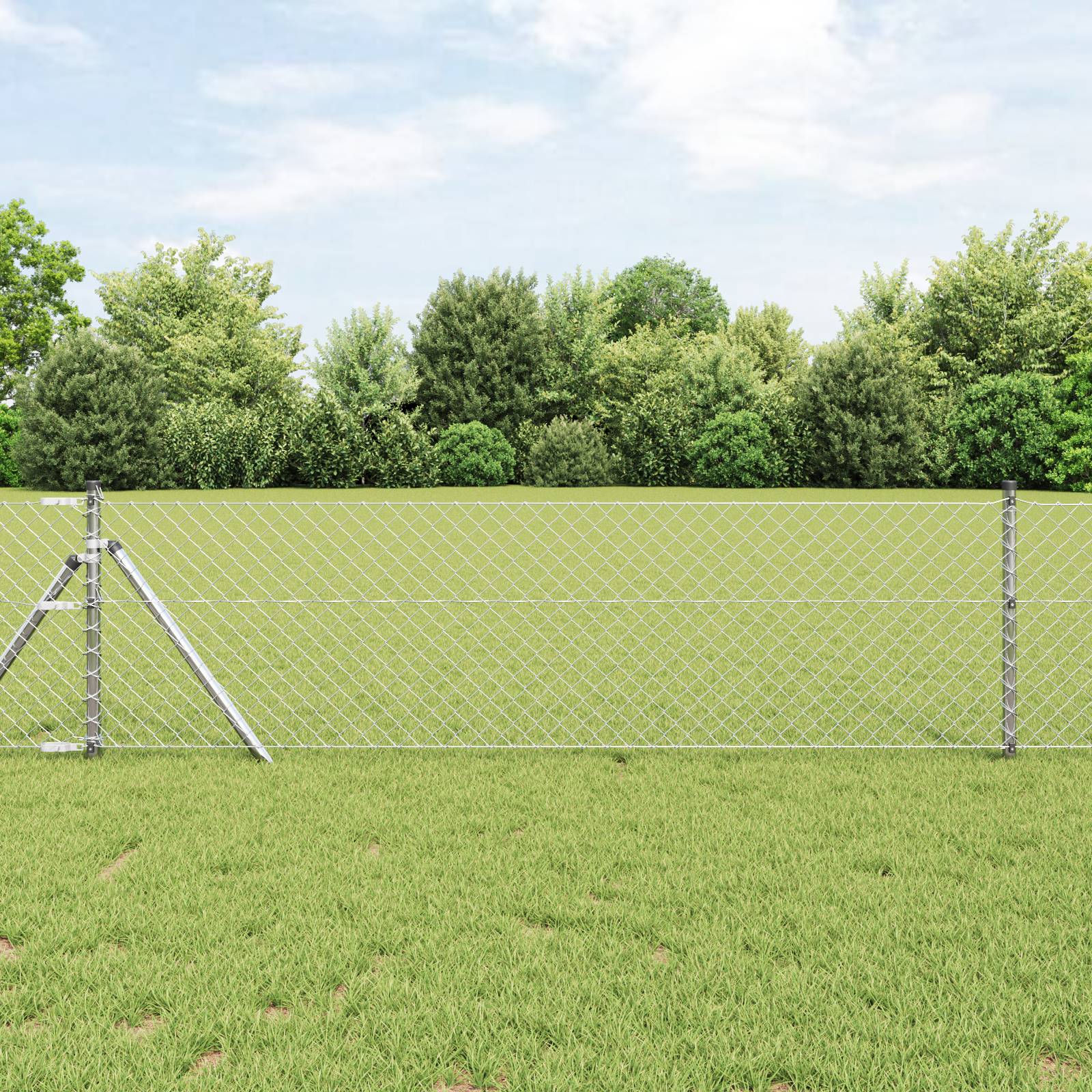 vidaXL Kettenlinkzaun 0,4x25 m galvanisierter Stahl