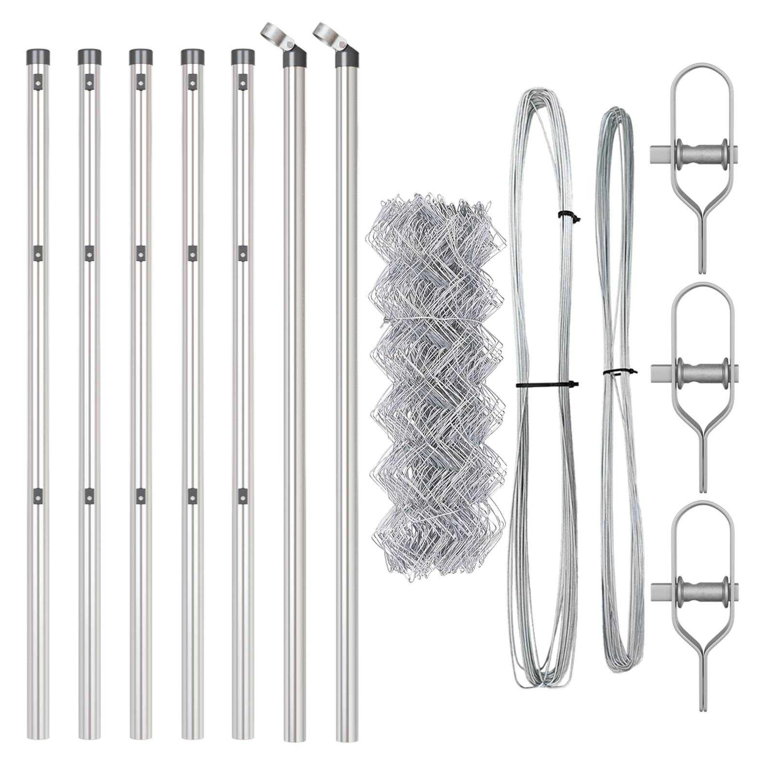 vidaXL Kettenzaun mit 7 Pfosten 0.8x10 m Galvanisierter Stahl