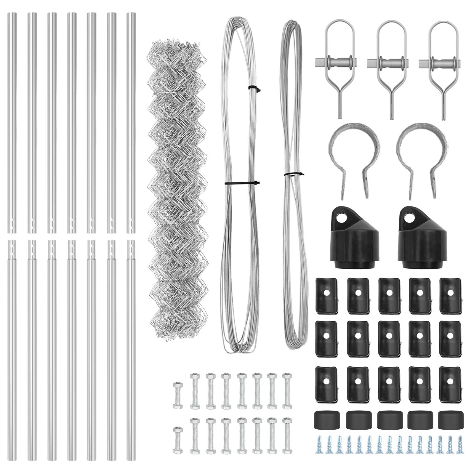 vidaXL Kettenzaun mit 7 Pfosten 1,5x10 m Verzinkter Stahl