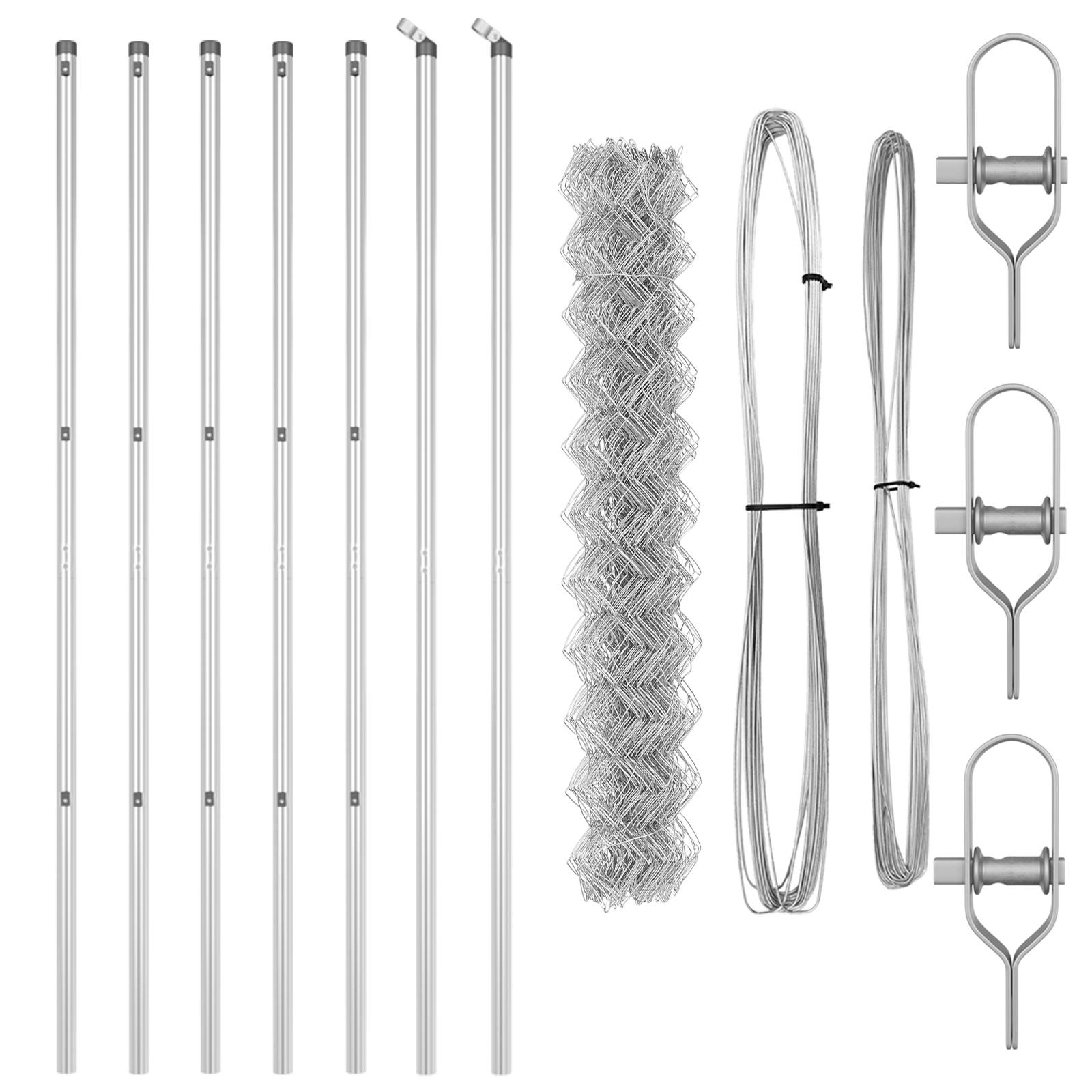 vidaXL Kettengliederzaun mit 7 Pfosten 1,4x10 m galvanisierter Stahl