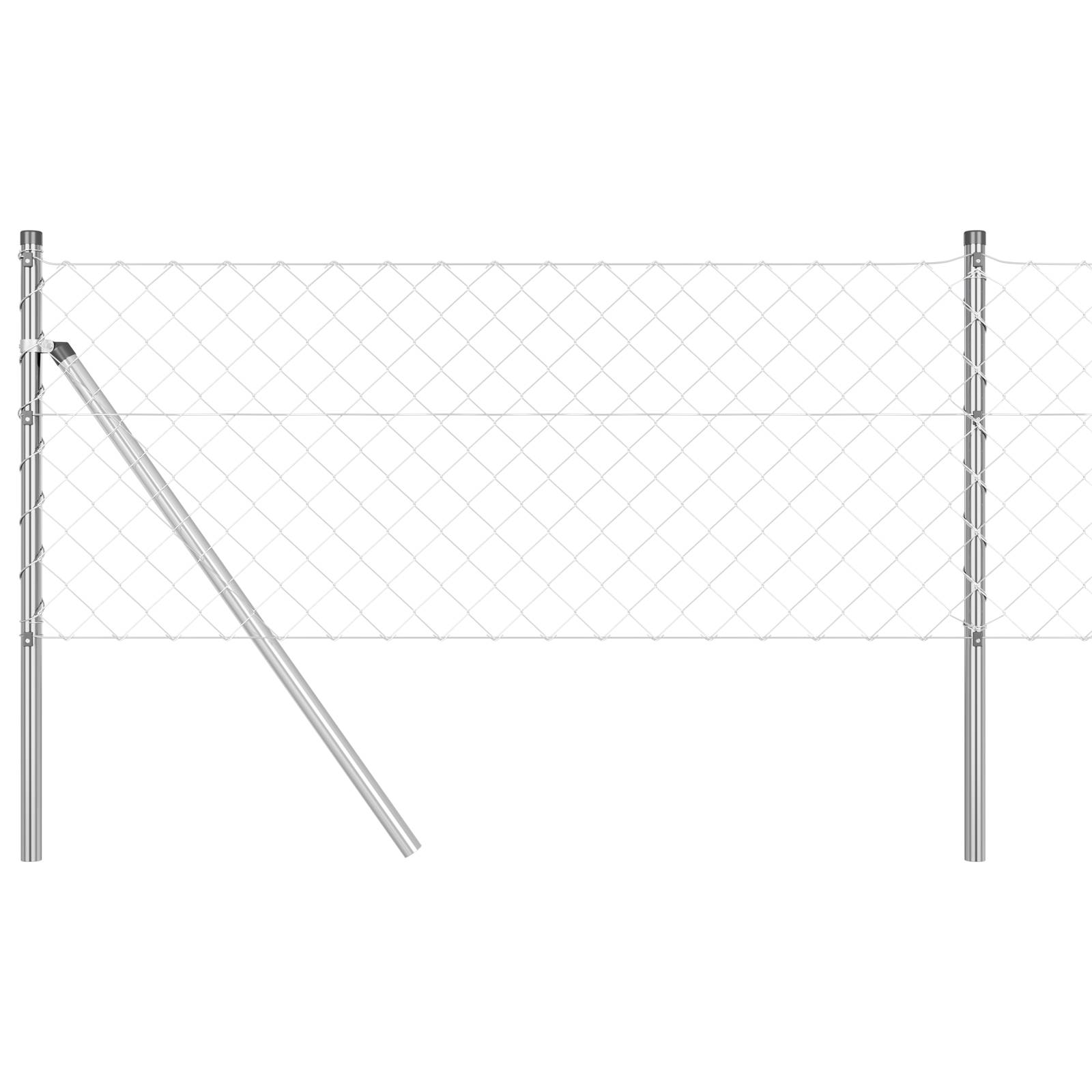 vidaXL Kettenglied Zaun mit 7 Pfosten 0.6x10 m Verzinkter Stahl