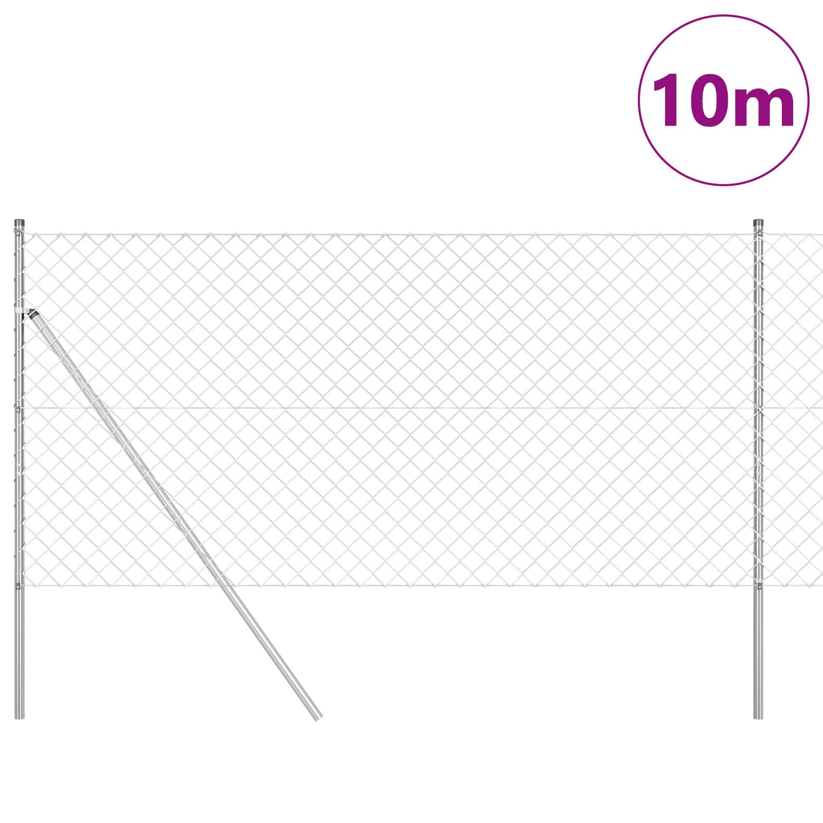 vidaXL Kettenzaun mit 7 Pfosten 1,4x10 m Verzinkter Stahl