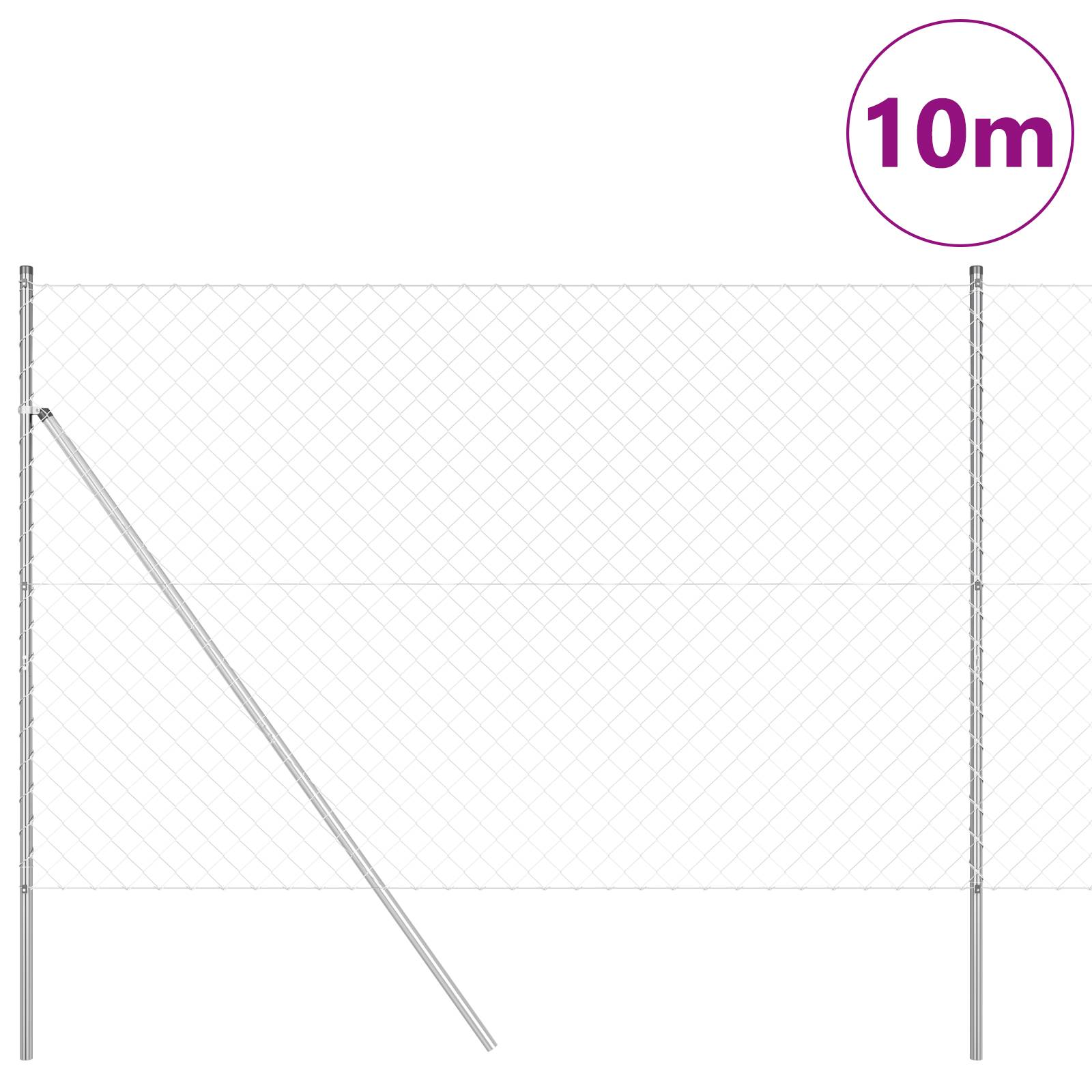 vidaXL Drahtzaun mit 7 Pfosten 1,6x10 m Verzinkter Stahl