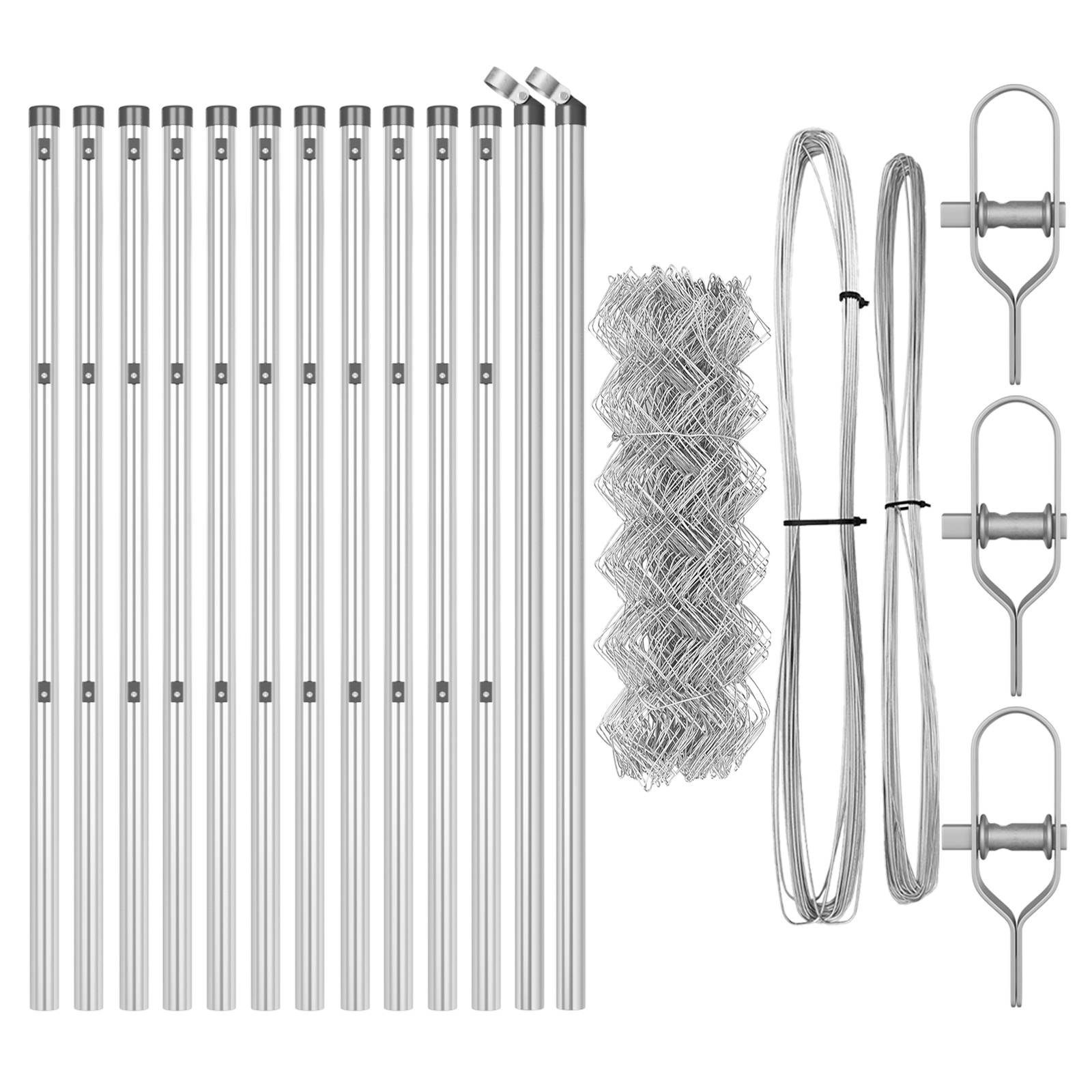 vidaXL Kettengliederzaun mit 13 Pfosten 0,6 x 25 m Galvanisierter Stahl
