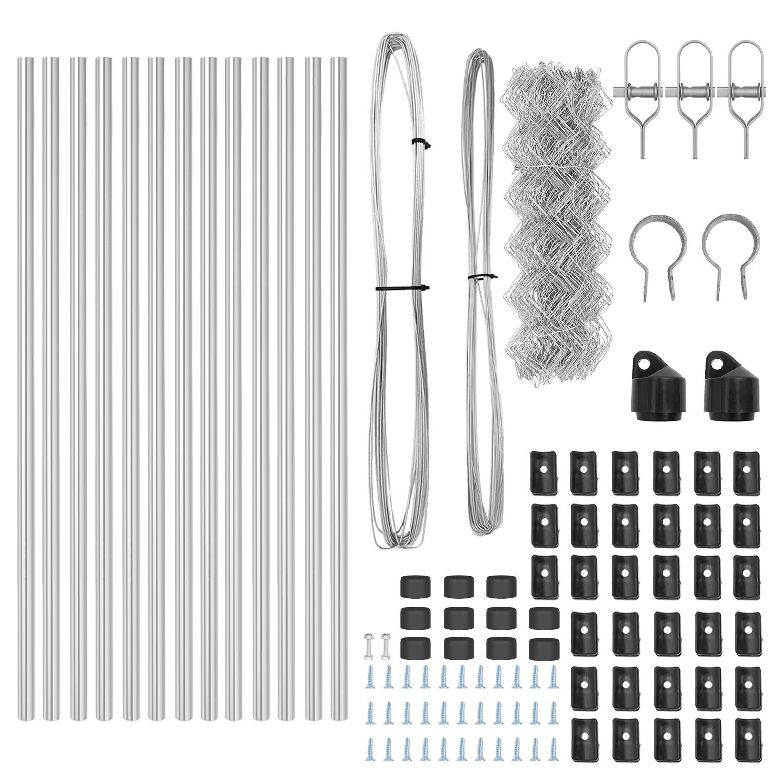 vidaXL Kettengliedzaun mit 13 Pfosten 0.4x25 m Verzinkter Stahl