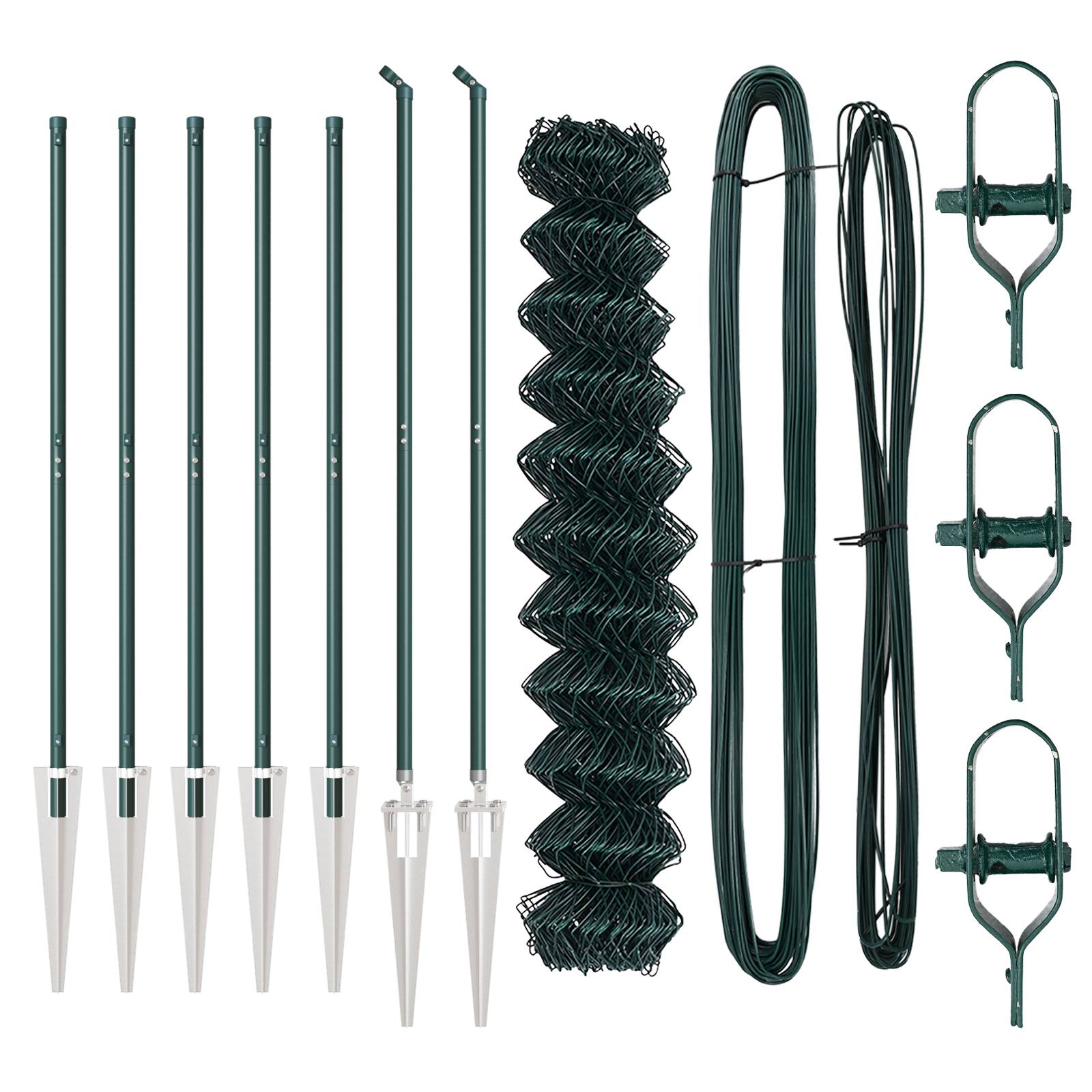 vidaXL Kettenzaun mit 7 Spike-Posts 1x10 m Verzinkter Stahl