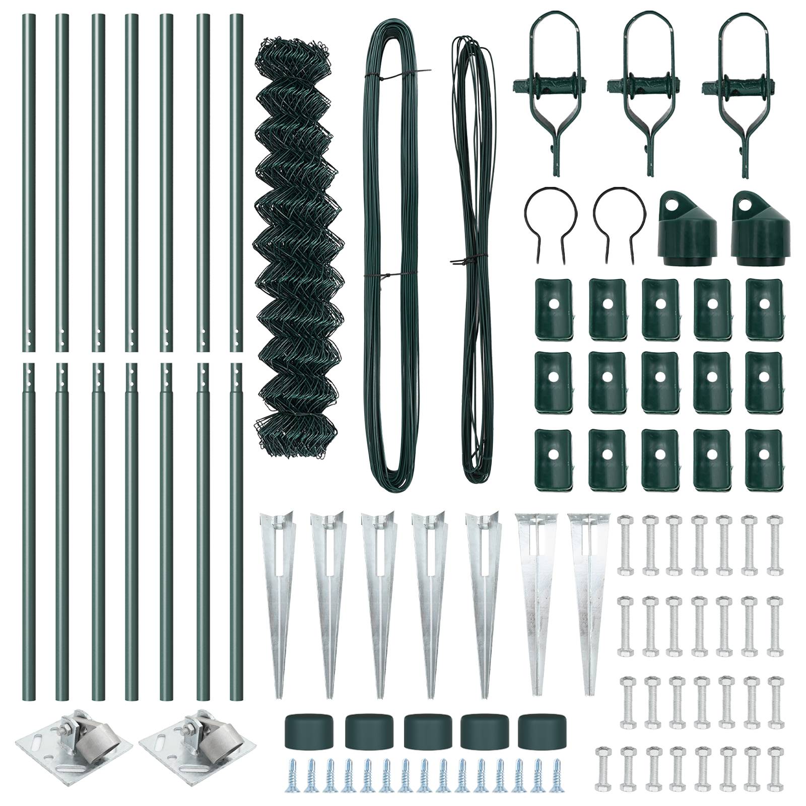 vidaXL Kettenzaun mit 7 Spike-Posts 1x10 m Verzinkter Stahl