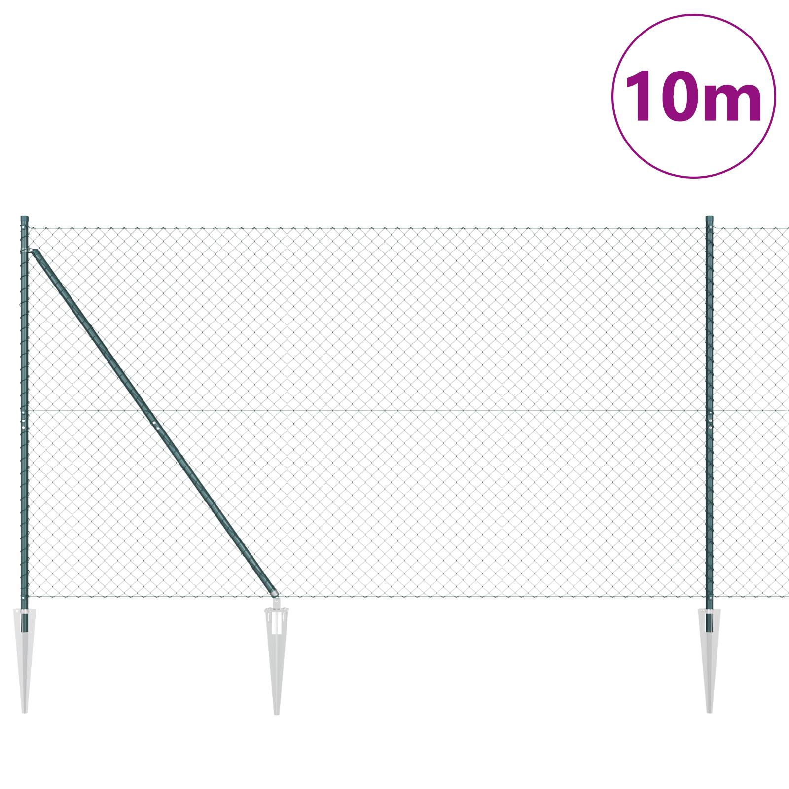 vidaXL Drahtzaun mit 7 Spike-Posten 1,5x10 m Verzinkter Stahl