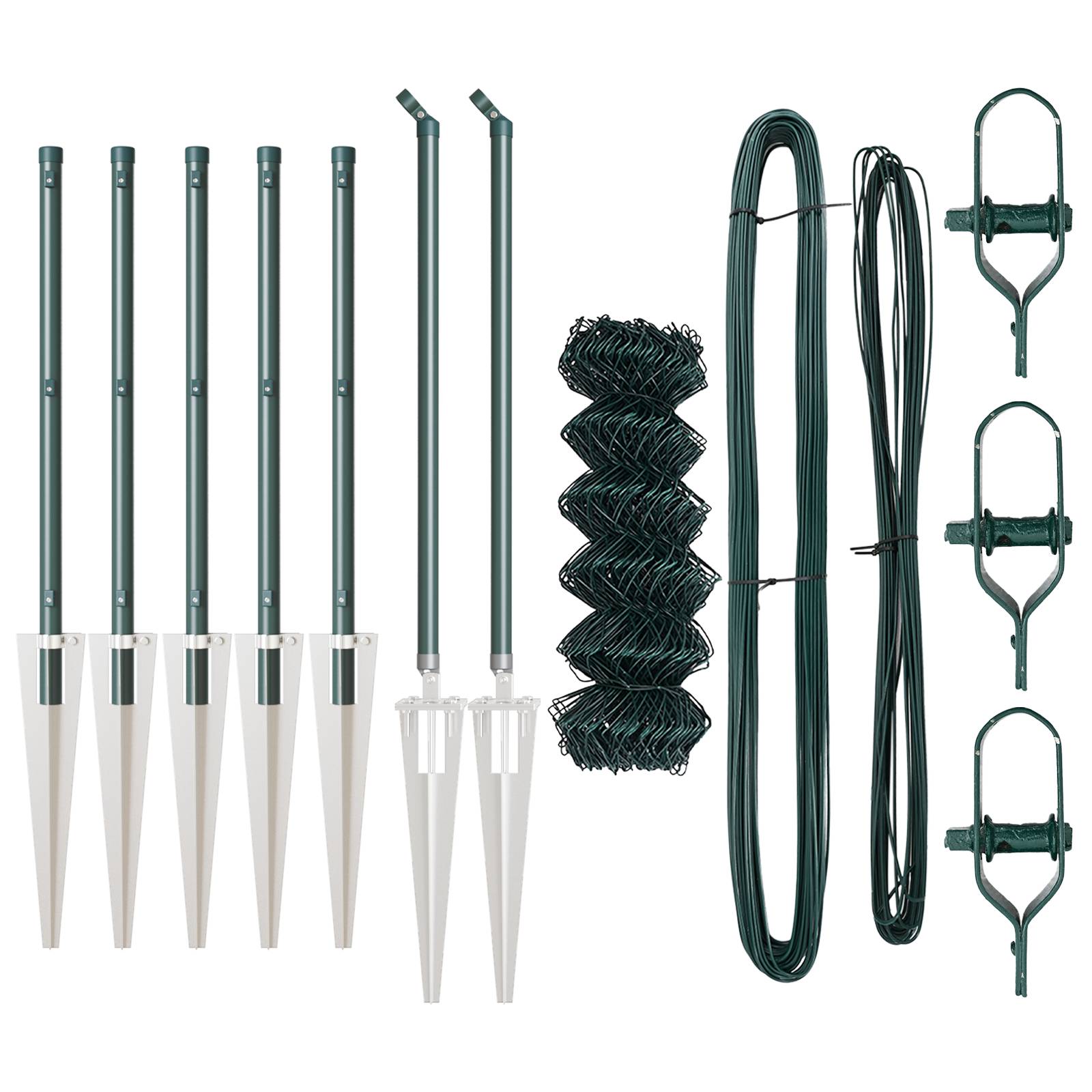 vidaXL Stahlgitterzaun mit 7 Spike-Pfosten 0.4x10 m verzinkter Stahl