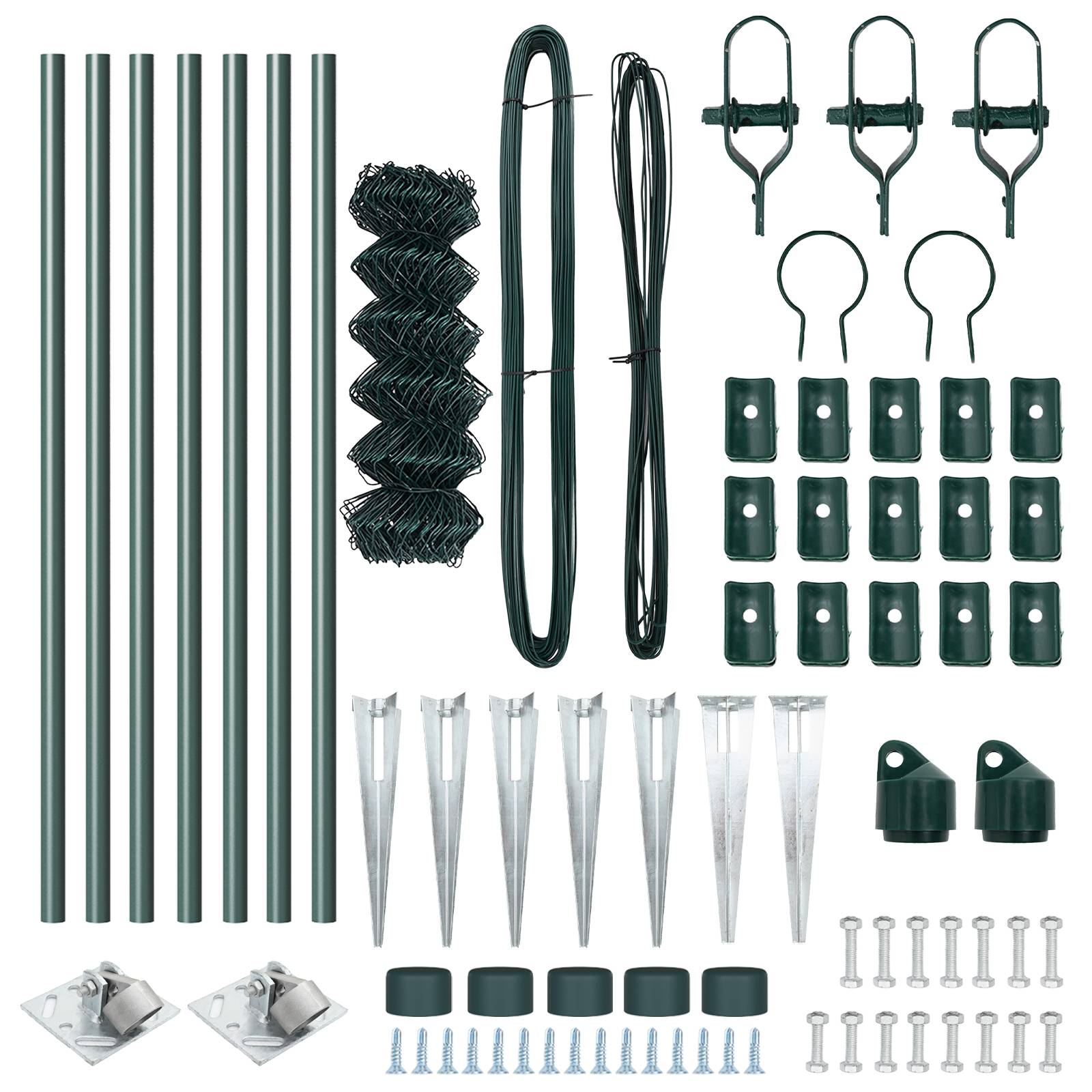 vidaXL Maschendrahtzaun mit 7 Spike-Posten 0.8x10 m feuerverzinkter Stahl