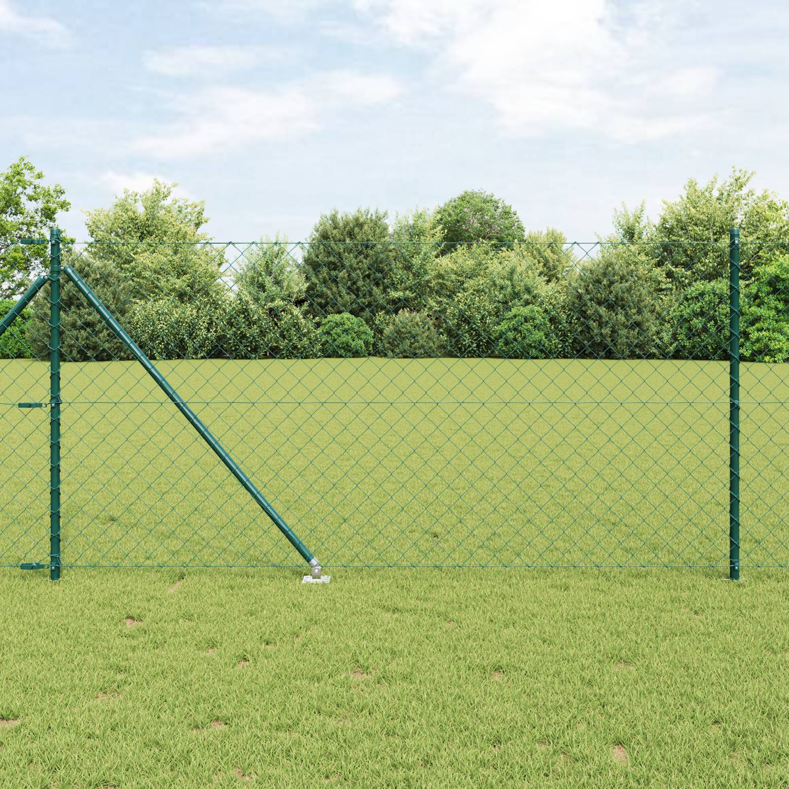 vidaXL Kettenzaun Set aus 2 Grün PVC 1 x 25 m Langlebig Kettenzaun