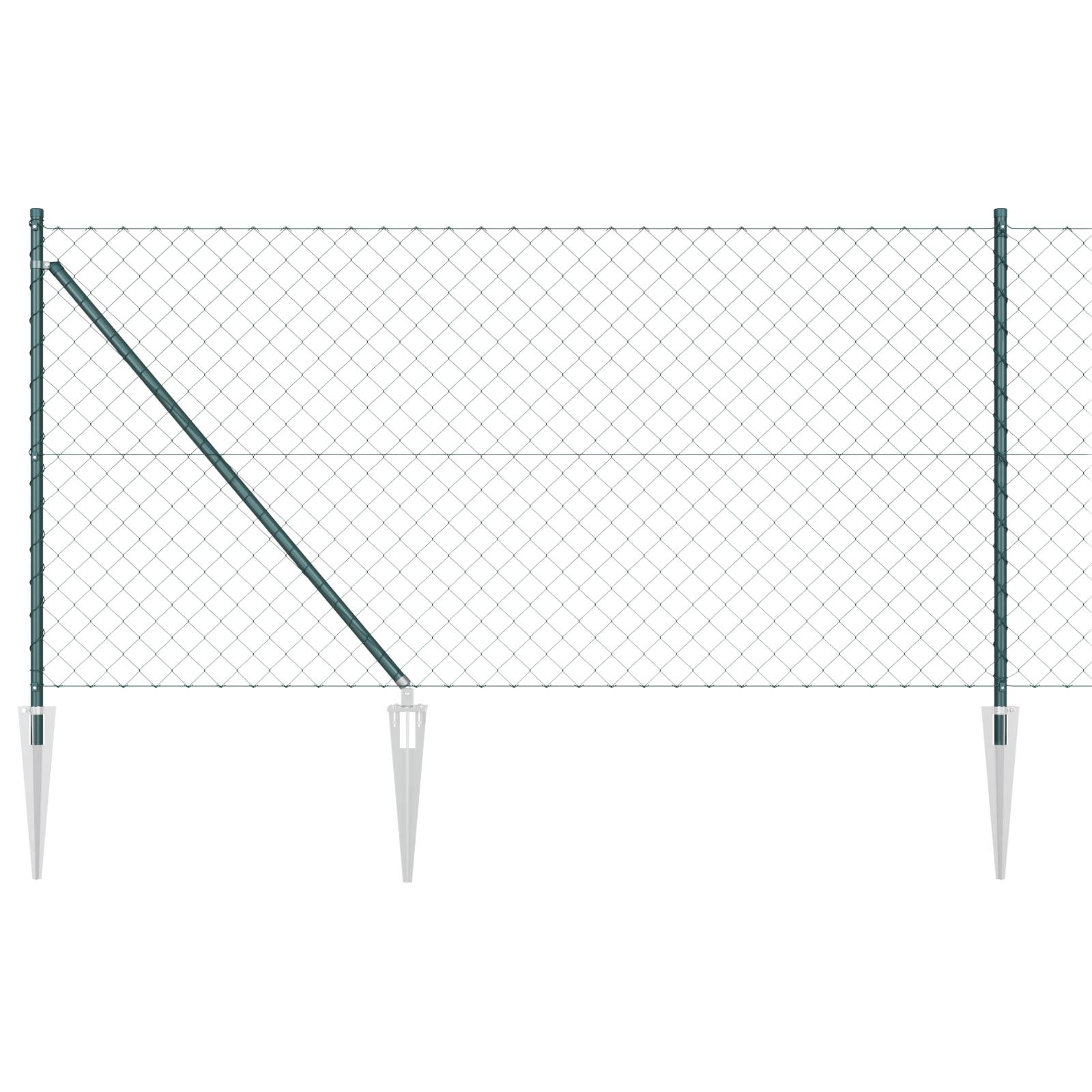vidaXL Kettenzaun mit 13 Spike-Posts 1x25 m Galvanisierter Stahl
