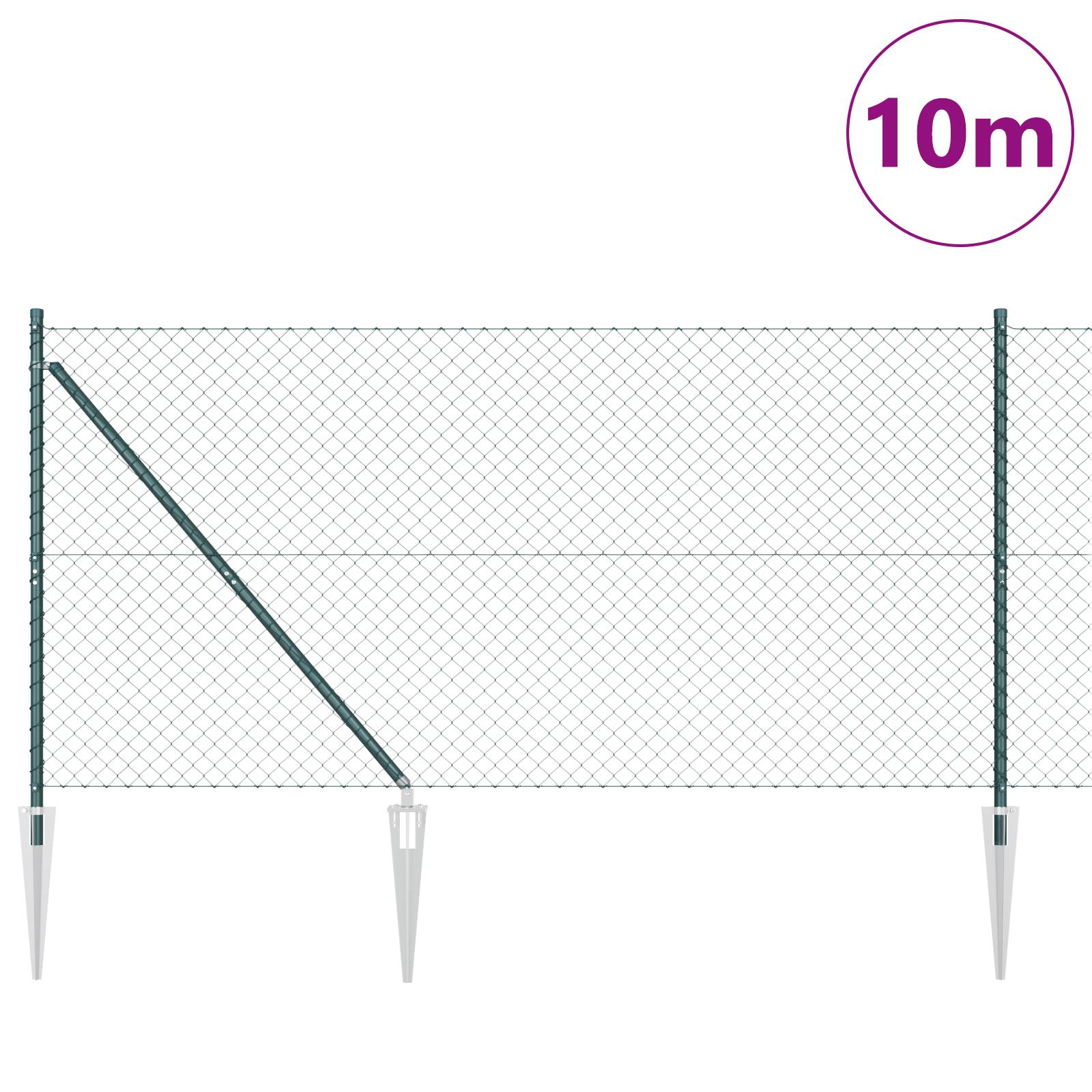 vidaXL Drahtzaun mit 7 Spike-Posts 1,4x10 m verzinkter Stahl