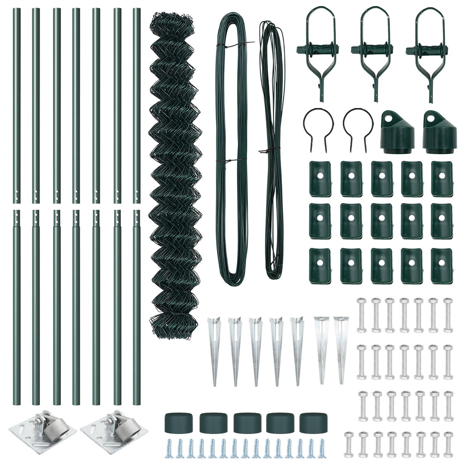vidaXL Kettenzaun mit 7 Spike-Pfosten 1,6x10 m aus galvanisiertem Stahl