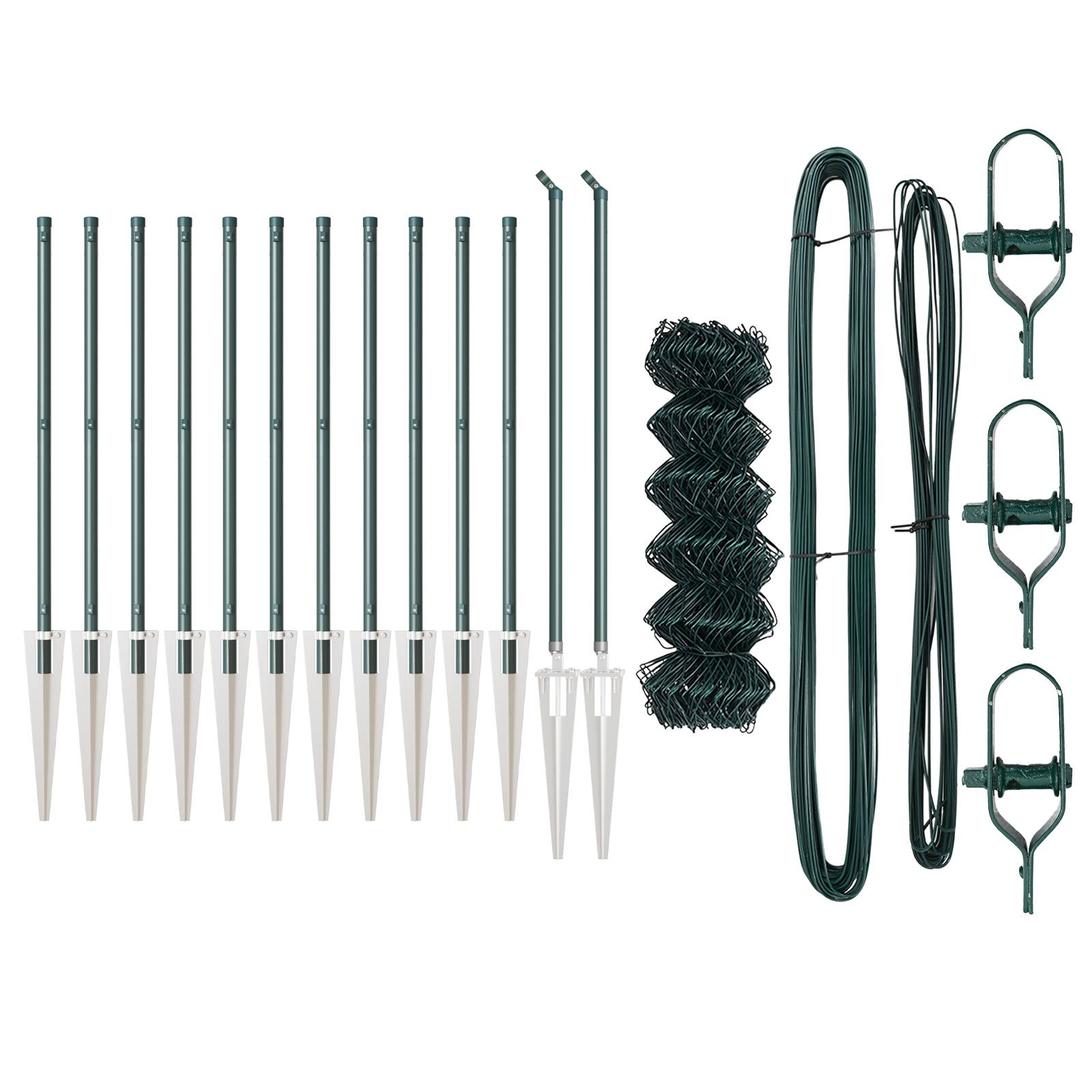 vidaXL Kettenzaun mit 13 Spike-Pfosten 0.8x25 m aus galvanisiertem Stahl