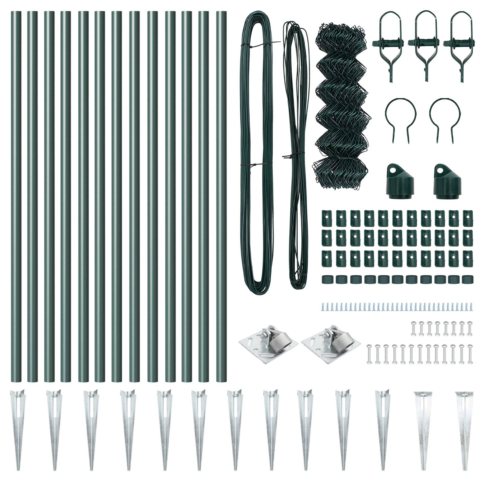 vidaXL Kettenzaun mit 13 Spike-Pfosten 0.8x25 m aus galvanisiertem Stahl