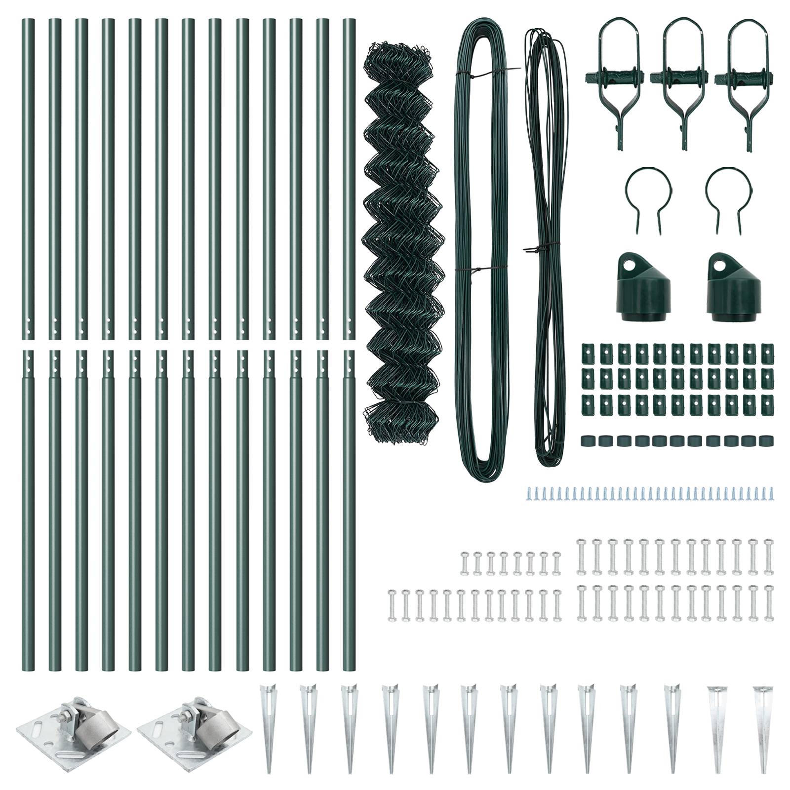 vidaXL Kettenzaun Set aus 2 Grün PVC 1 x 25 m Langlebig Kettenzaun