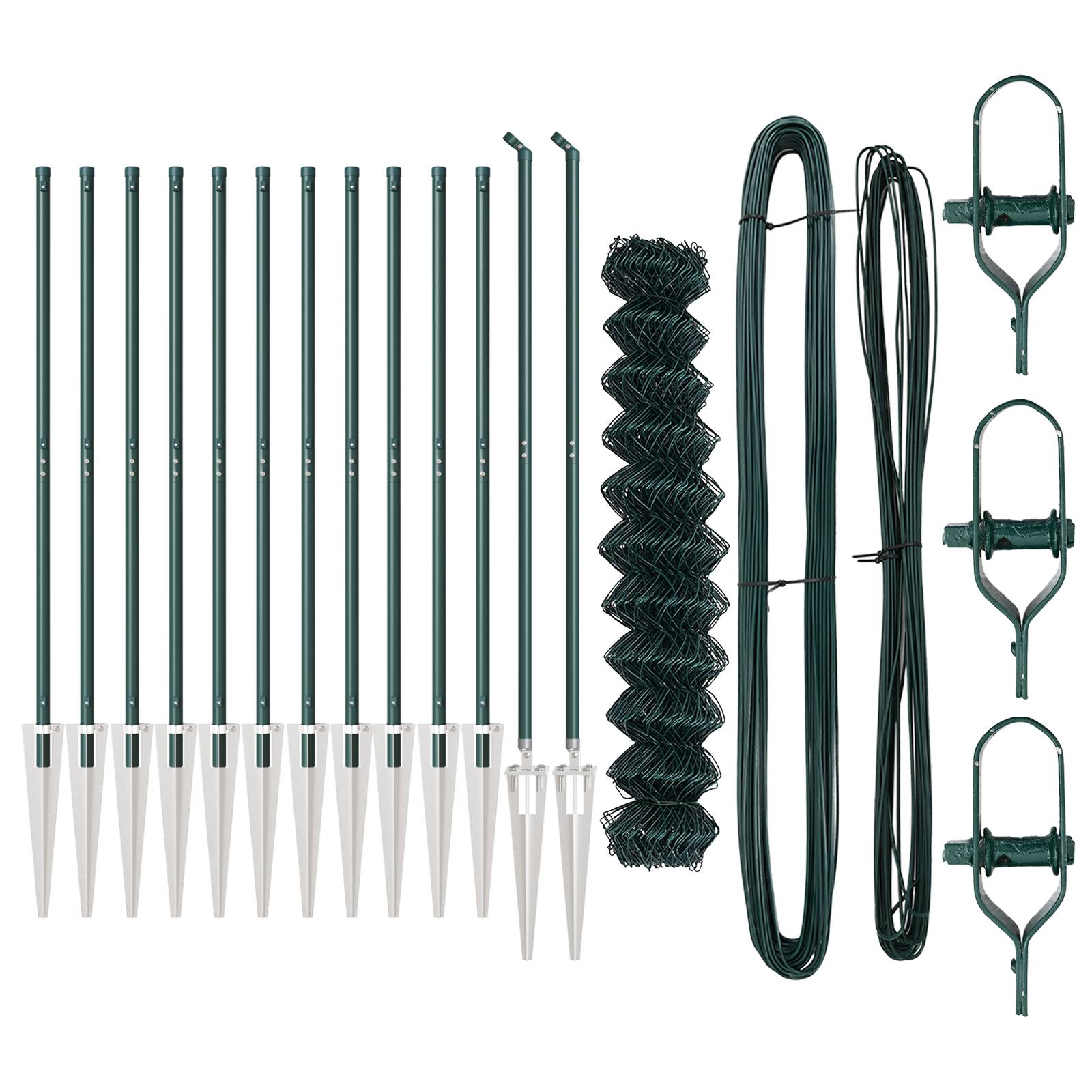 vidaXL Kettenzaun Set aus 2 Grün PVC 1 x 25 m Langlebig Kettenzaun