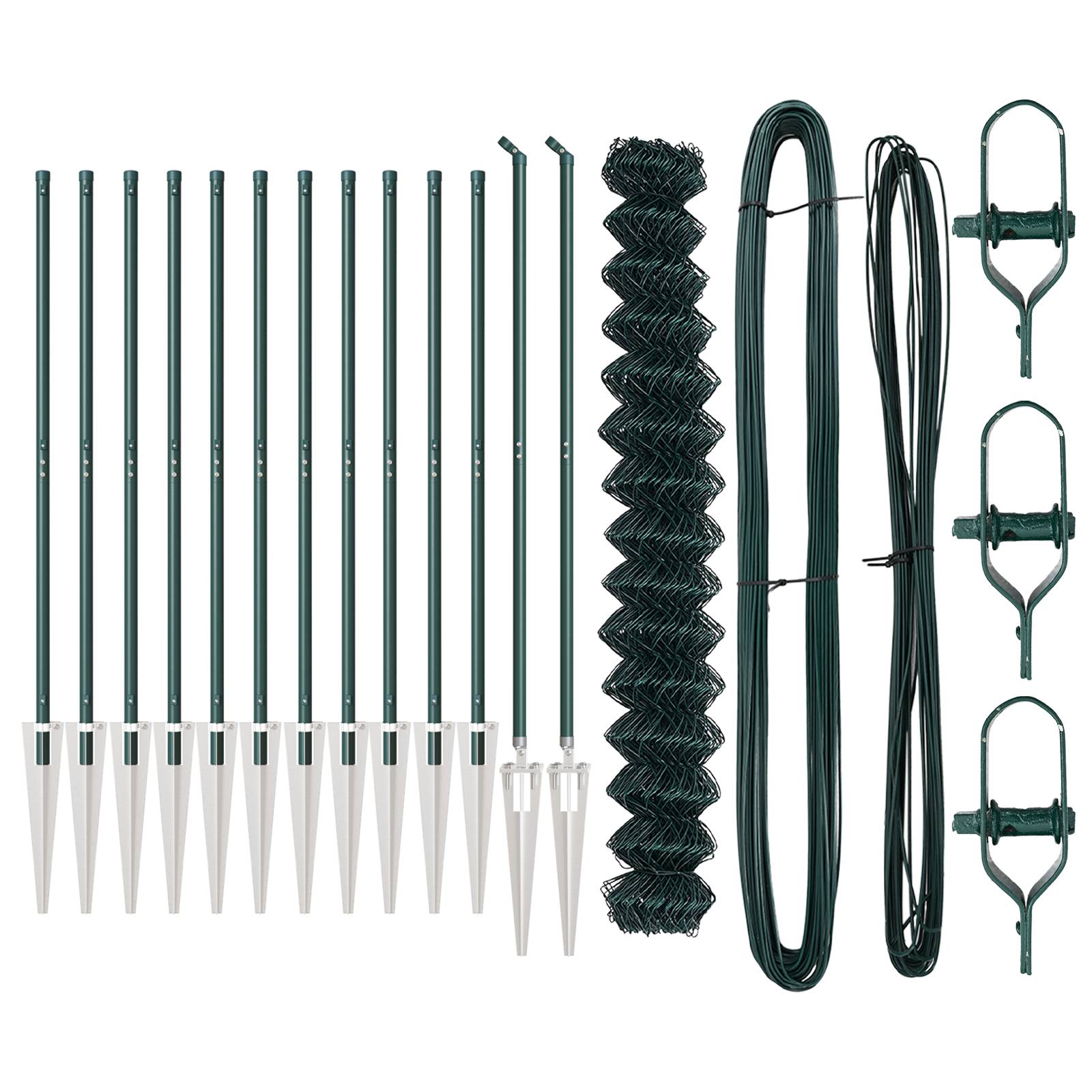 vidaXL Kettenzaun mit 13 Spike-Pfosten 1,6x25 m aus verzinktem Stahl