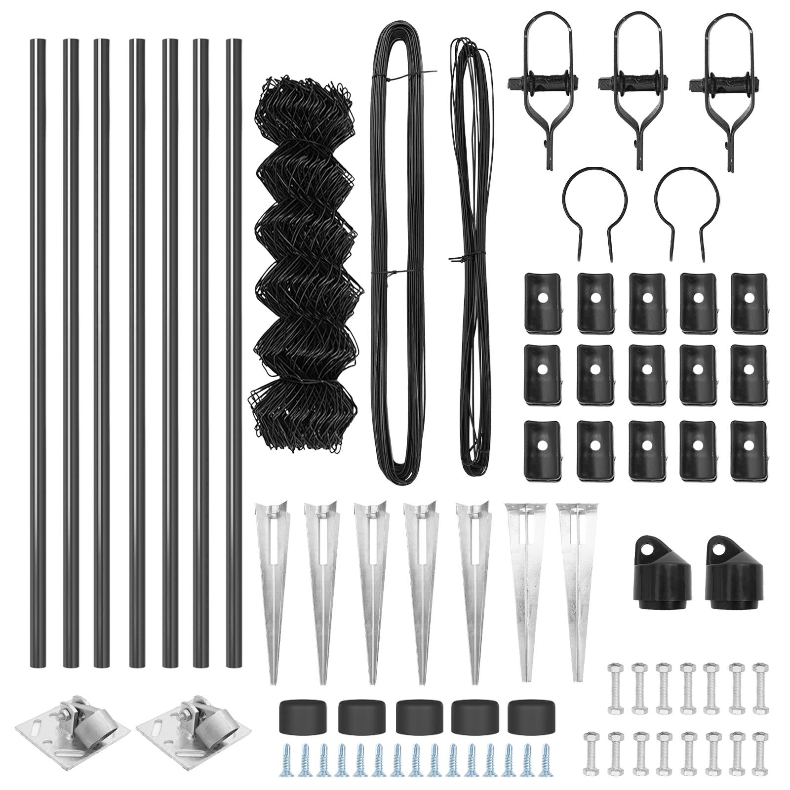 vidaXL Kettenzaun mit 7 Spike-Posts 0,8x10 m verzinkter Stahl