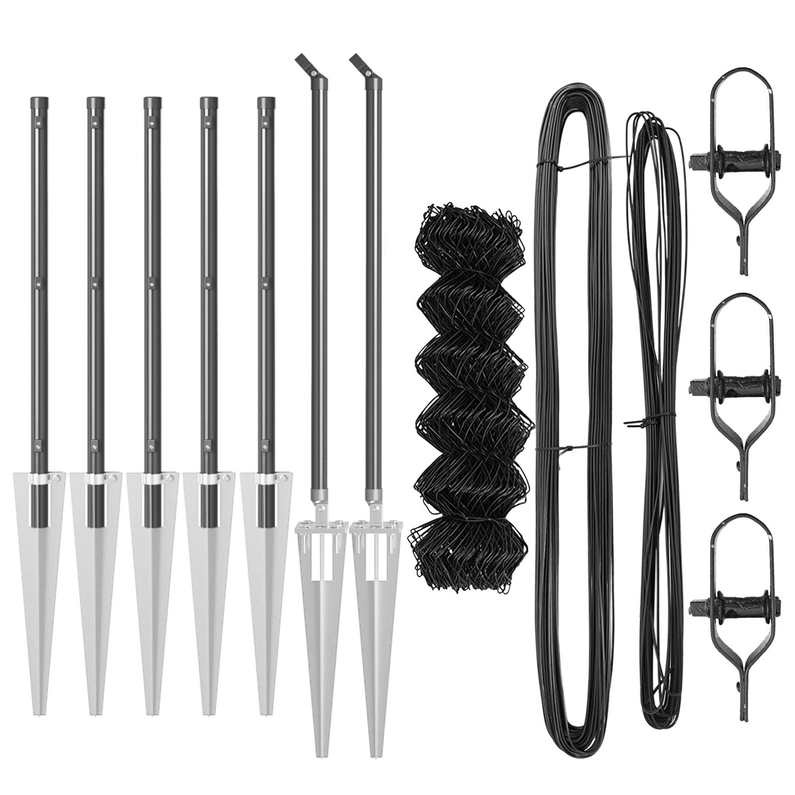 vidaXL Kettenzaun mit 7 Spike-Posts 0,8x10 m verzinkter Stahl