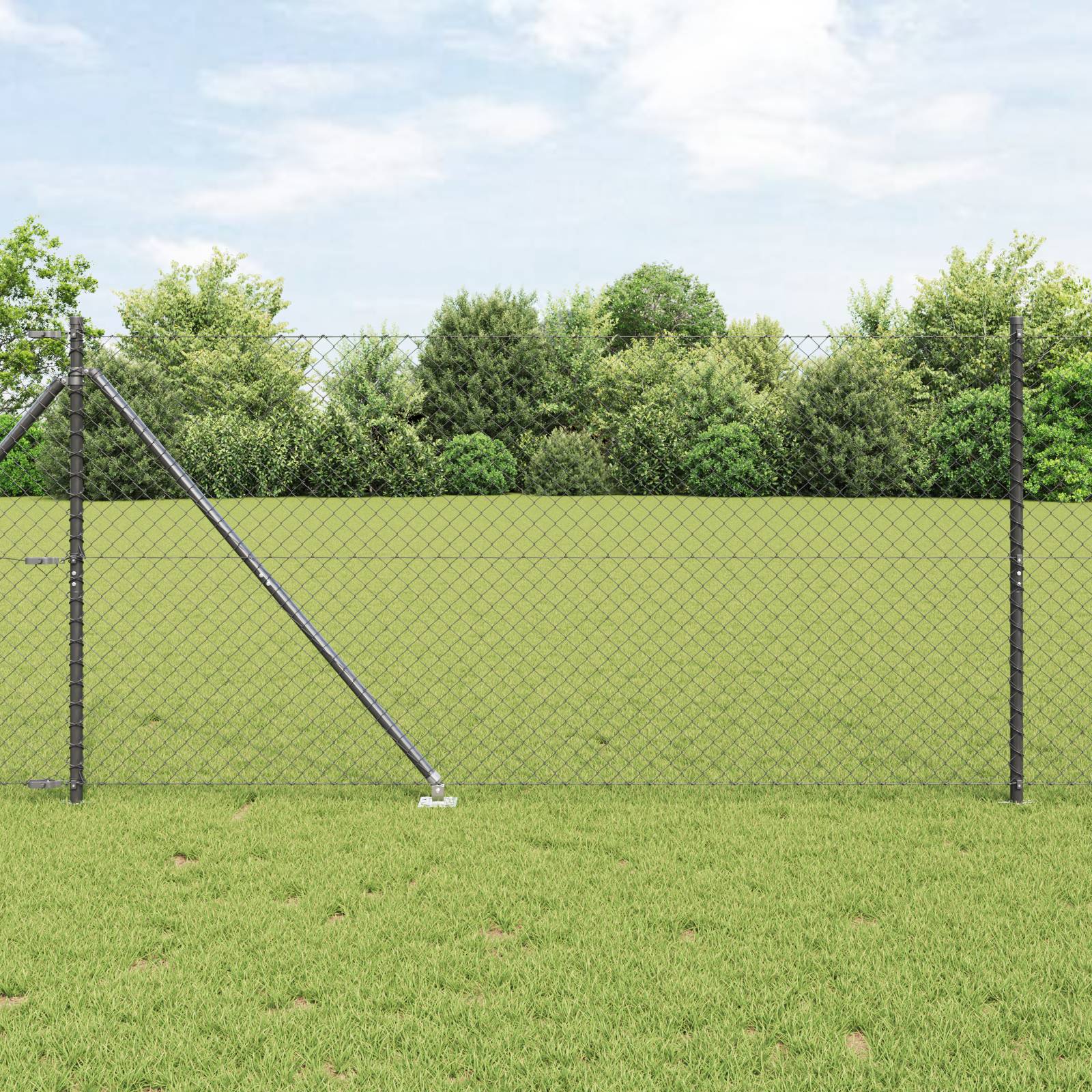 vidaXL Stahlzaun mit 7 Pfosten 1.4x10 m verzinkter Stahl