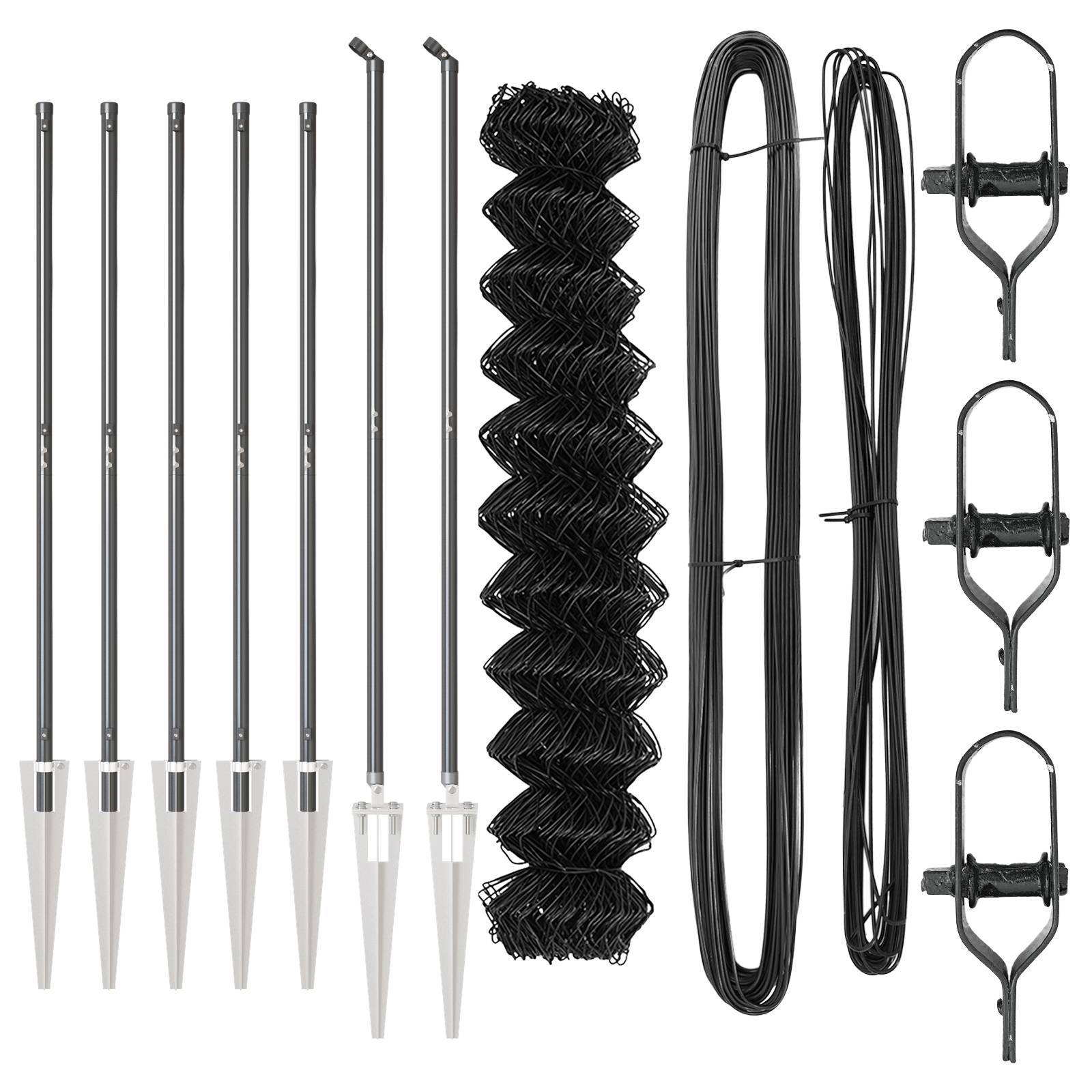 vidaXL Kettenzaun mit 7 Spike-Posten 1,2 x 10 m verzinkter Stahl