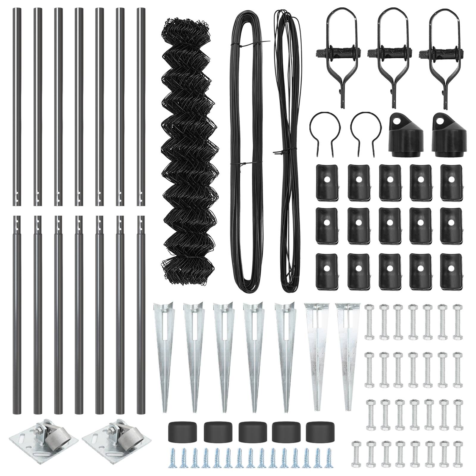 vidaXL Kettenzaun mit 7 Spitzpfosten 1,2x10 m Verzinkter Stahl