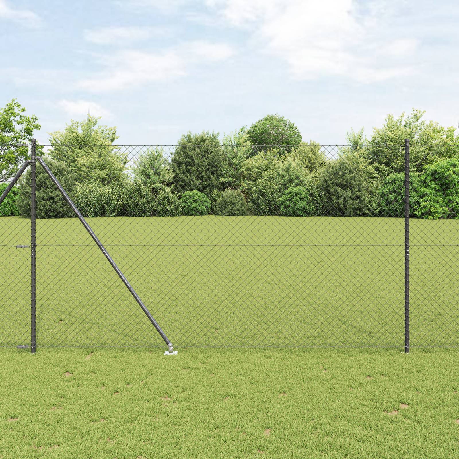vidaXL Kettengliedzaun mit 7 Spike-Posts 1,6 x 10 m verzinkter Stahl