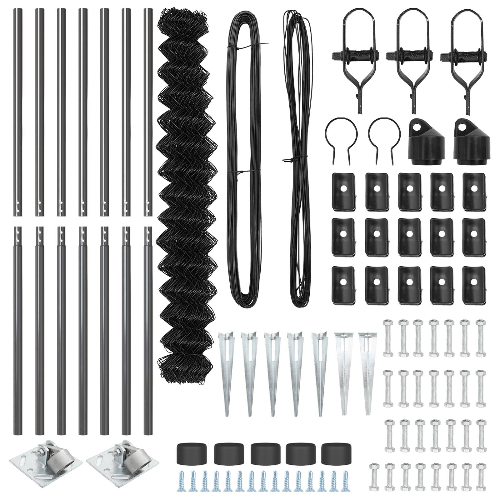 vidaXL Kettengliedzaun mit 7 Stahlpfosten 1,5x10 m Verzinkter Stahl