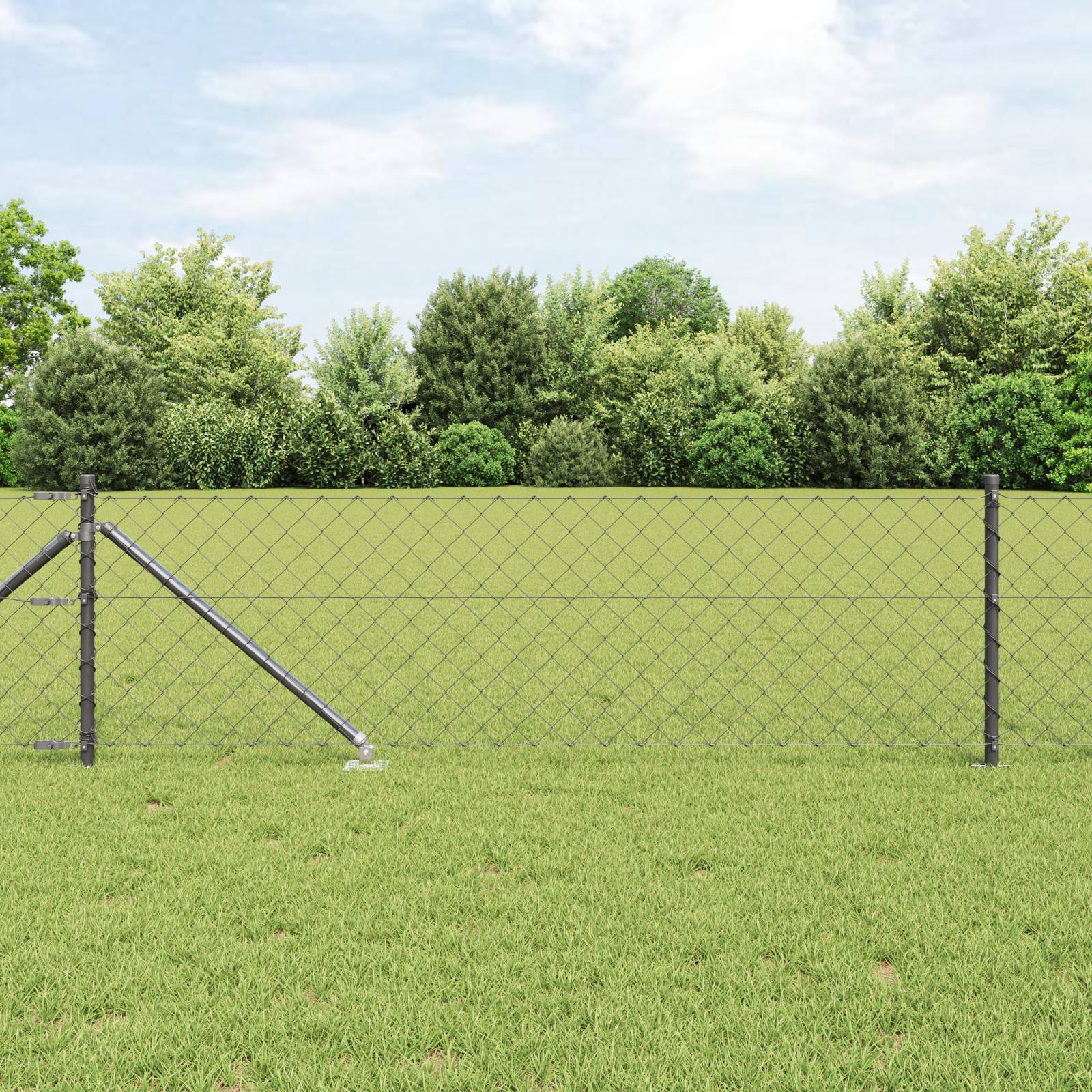 vidaXL Kettenzaun mit 7 Spike-Posts 0,8x10 m verzinkter Stahl