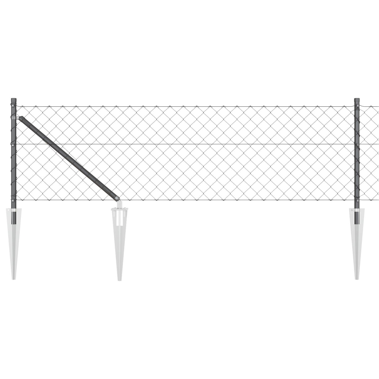 vidaXL Kettenzaun mit 7 Spike-Posts 0,8x10 m verzinkter Stahl
