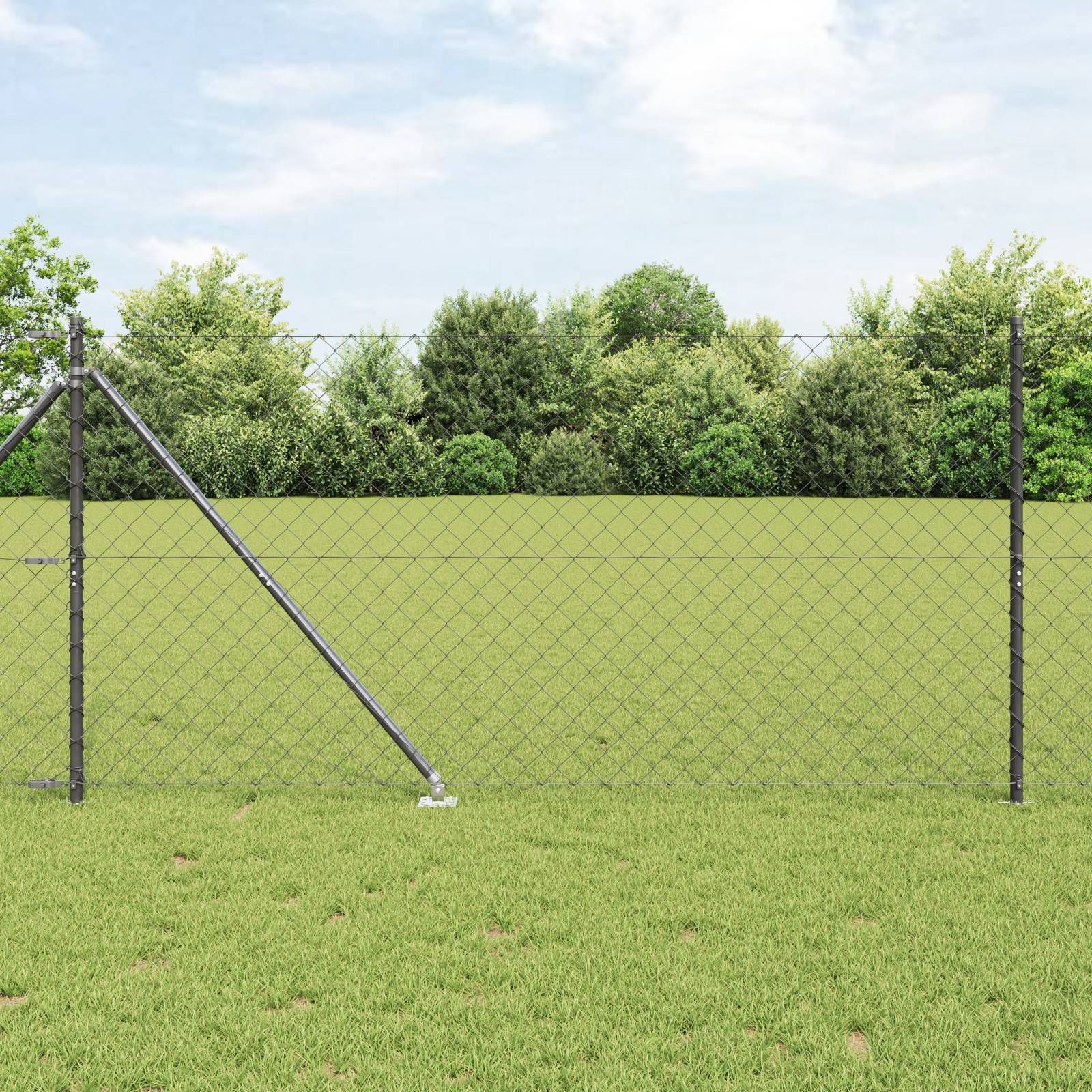 vidaXL Kettengliedzaun mit 7 Spike-Posten 1,4x10 m verzinkter Stahl