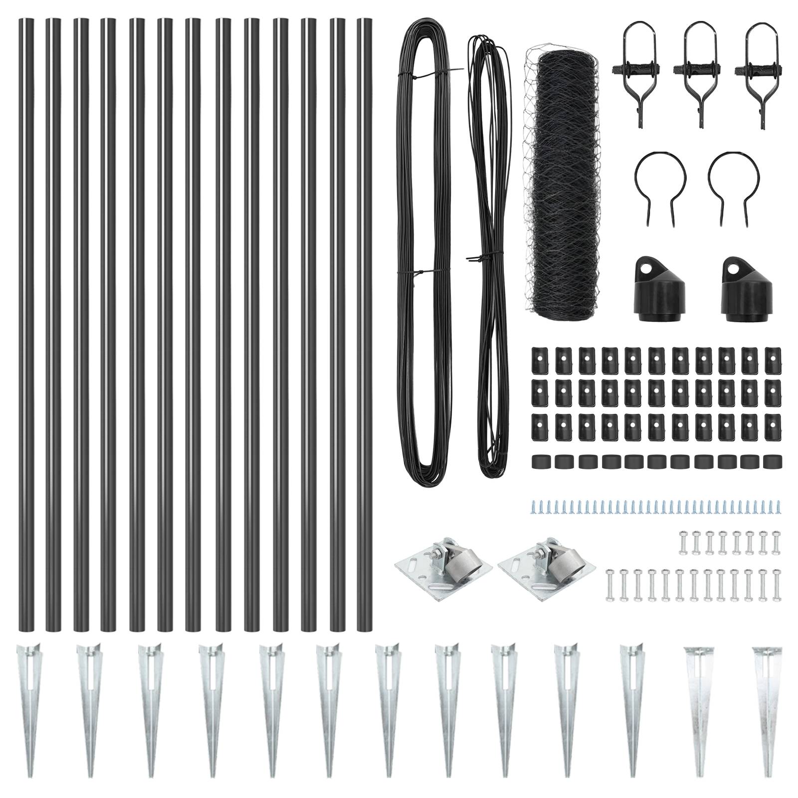 vidaXL Zäunungsset Set aus 2 Grau Pulverbeschichteter Stahl 25 x 0,5 m