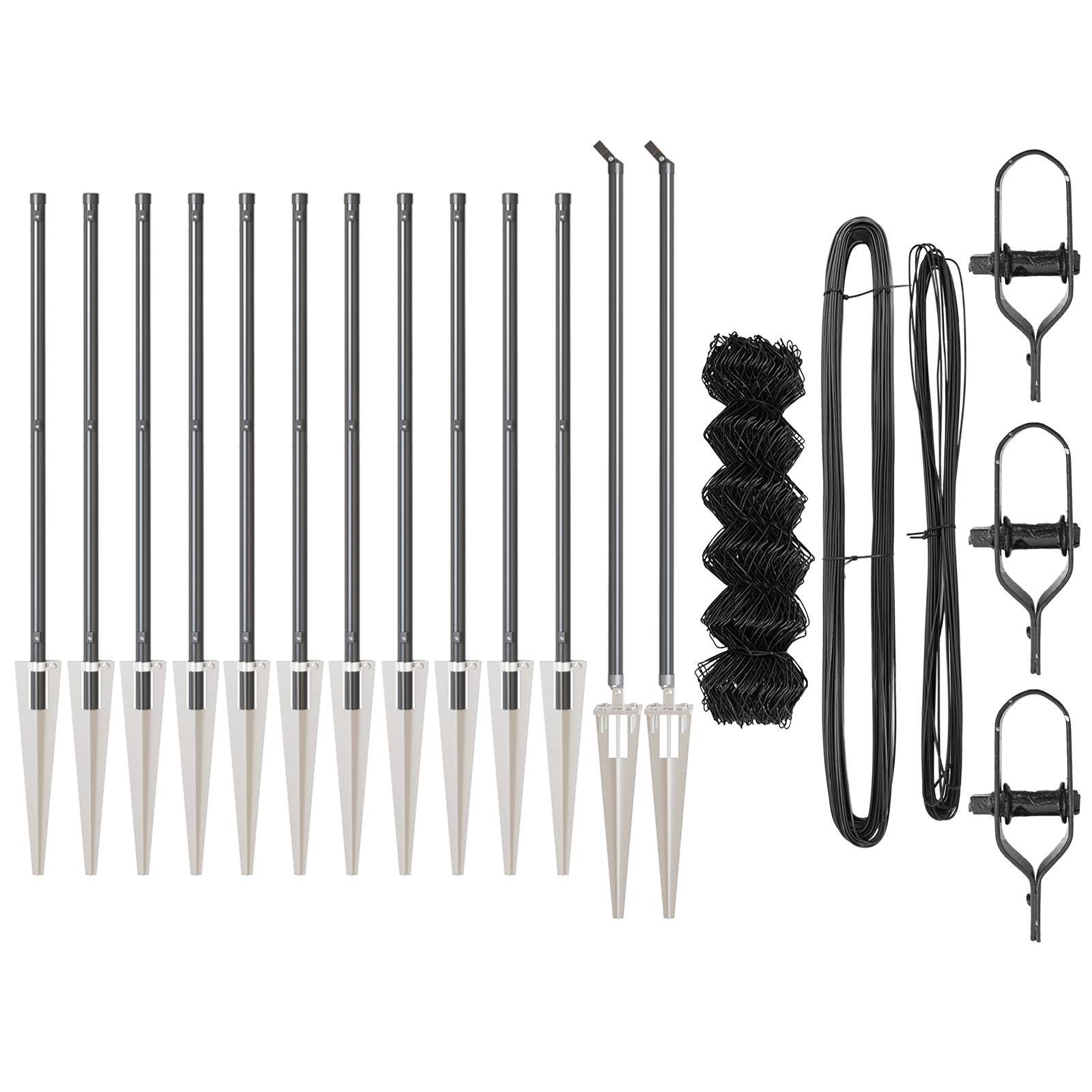 vidaXL Maschendrahtzaun mit 13 Spike-Pfosten 0.4x25 m verzinkter Stahl
